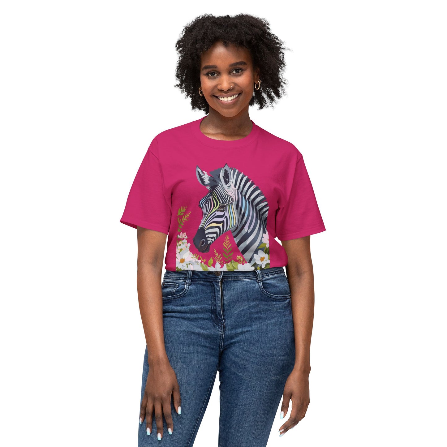 Zebra T-Shirt, Vintage Zebra Tee, Floral Tees, Zebra Art Design Shirt, Tee Shirt with Zebra 7