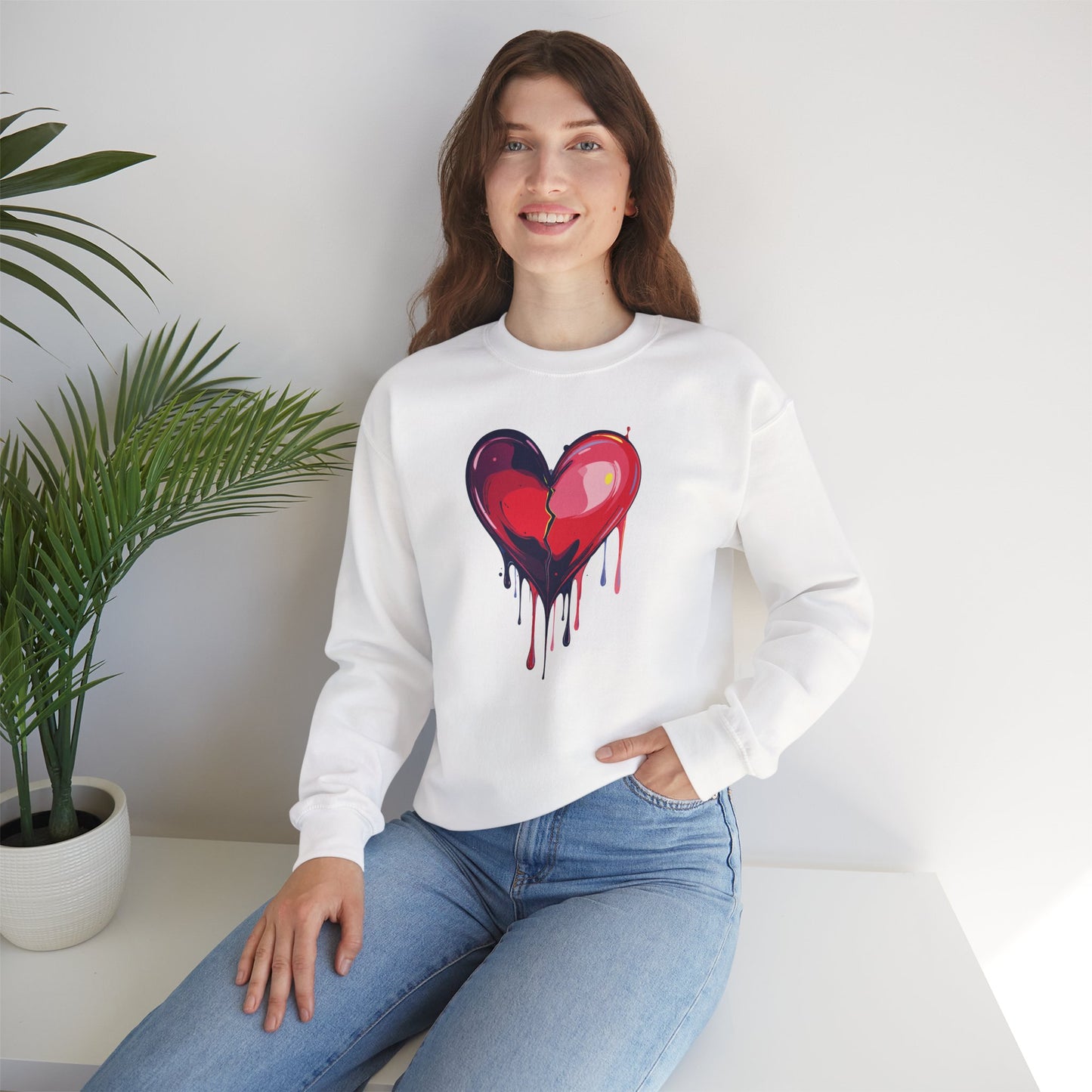 Big Red Heart Sweatshirt, Floral Red Heart Sweatshirt, Floral Love Sweatshirt, Valentine's Day Sweatshirt, Heart Floral Sweatshirt 118