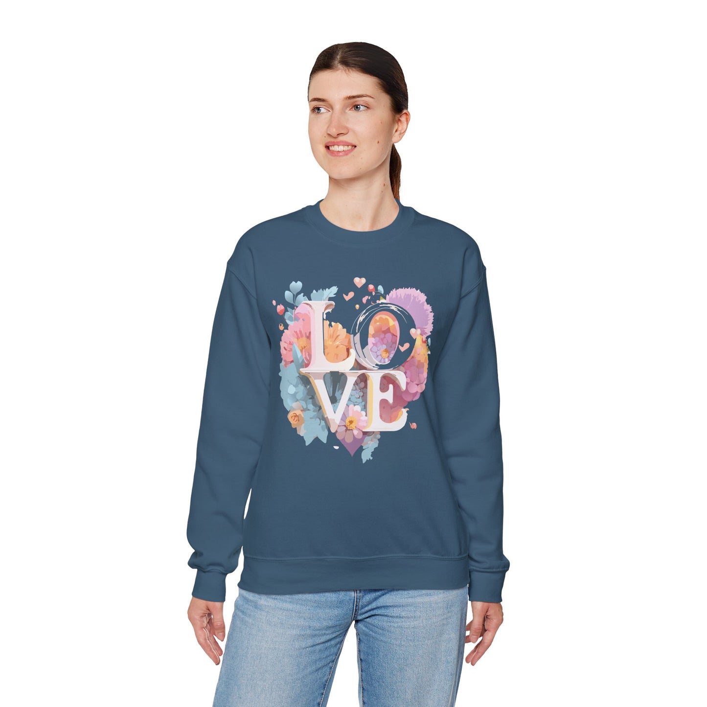 Floral Love Sweatshirt, Valentine's Day Sweatshirt, Love Flower Sweatshirt