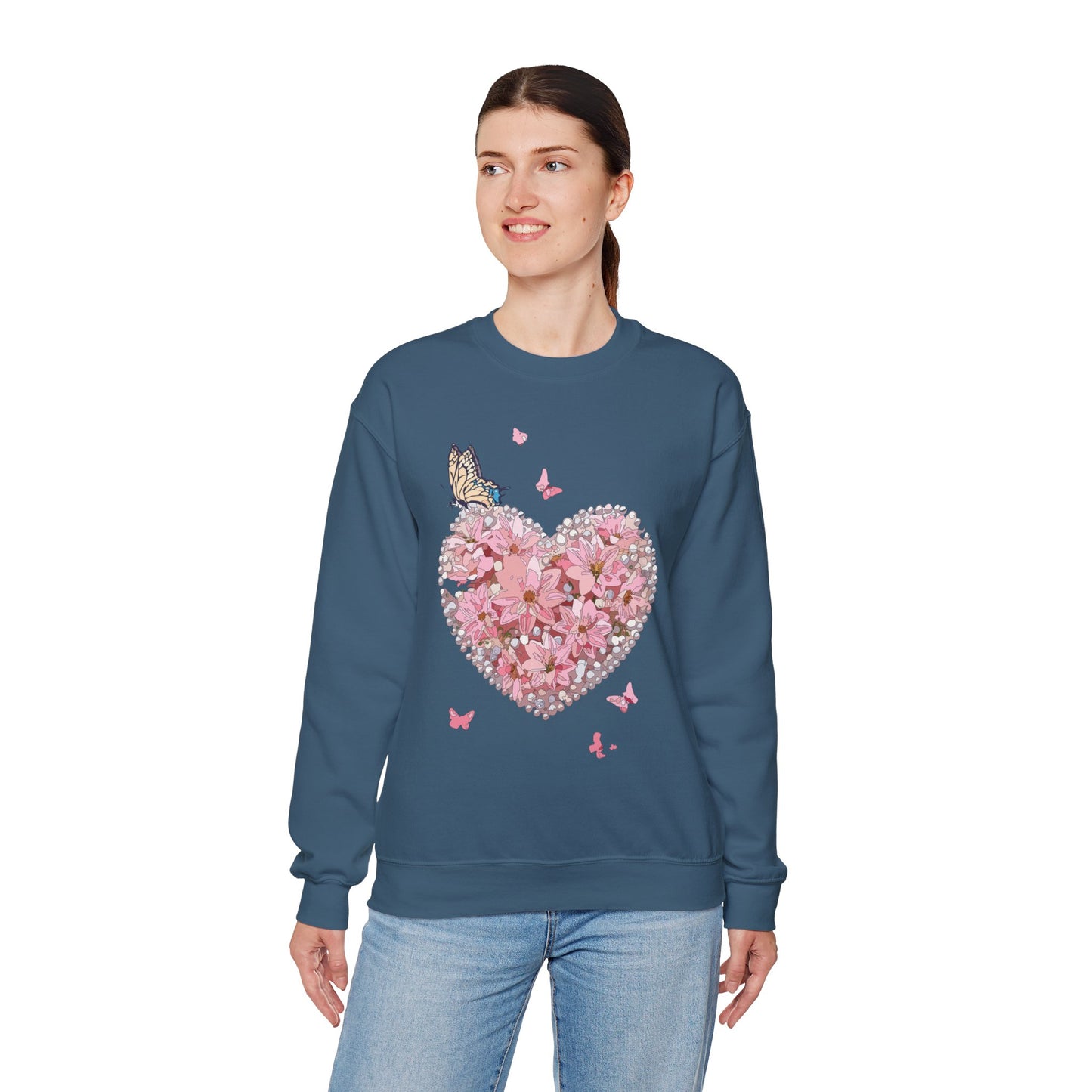 Floral Heart Sweatshirt, Floral Love Sweatshirt, Valentine's Day Sweatshirt, Heart Floral Sweatshirt