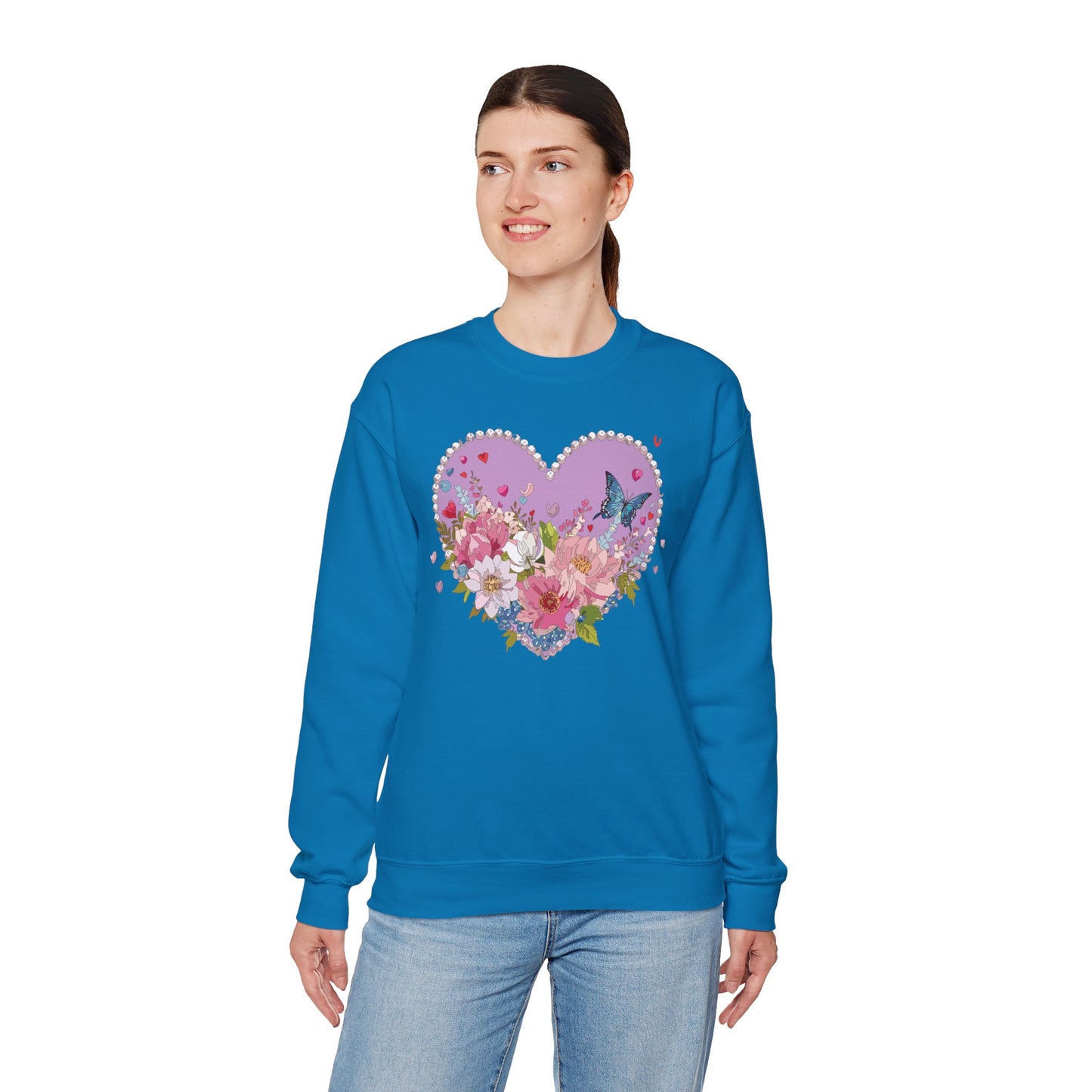 Floral Heart Sweatshirt, Floral Love Sweatshirt, Valentine's Day Sweatshirt, Heart Floral Sweatshirt