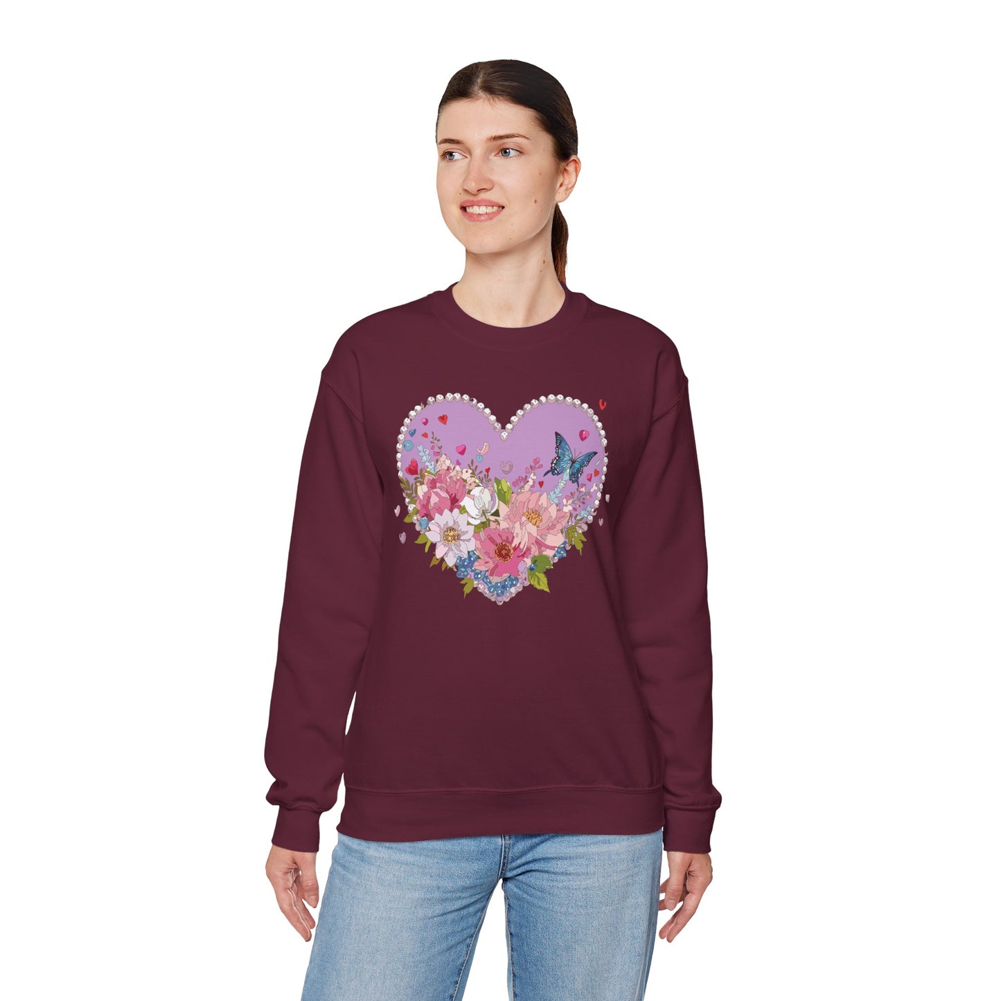 Floral Heart Sweatshirt, Floral Love Sweatshirt, Valentine's Day Sweatshirt, Heart Floral Sweatshirt