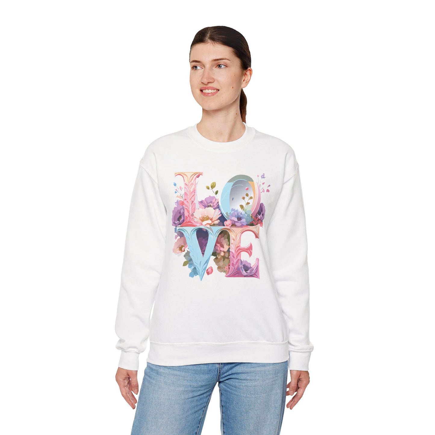 Floral Love Sweatshirt, Valentine's Day Sweatshirt, Love Flower Sweatshirt