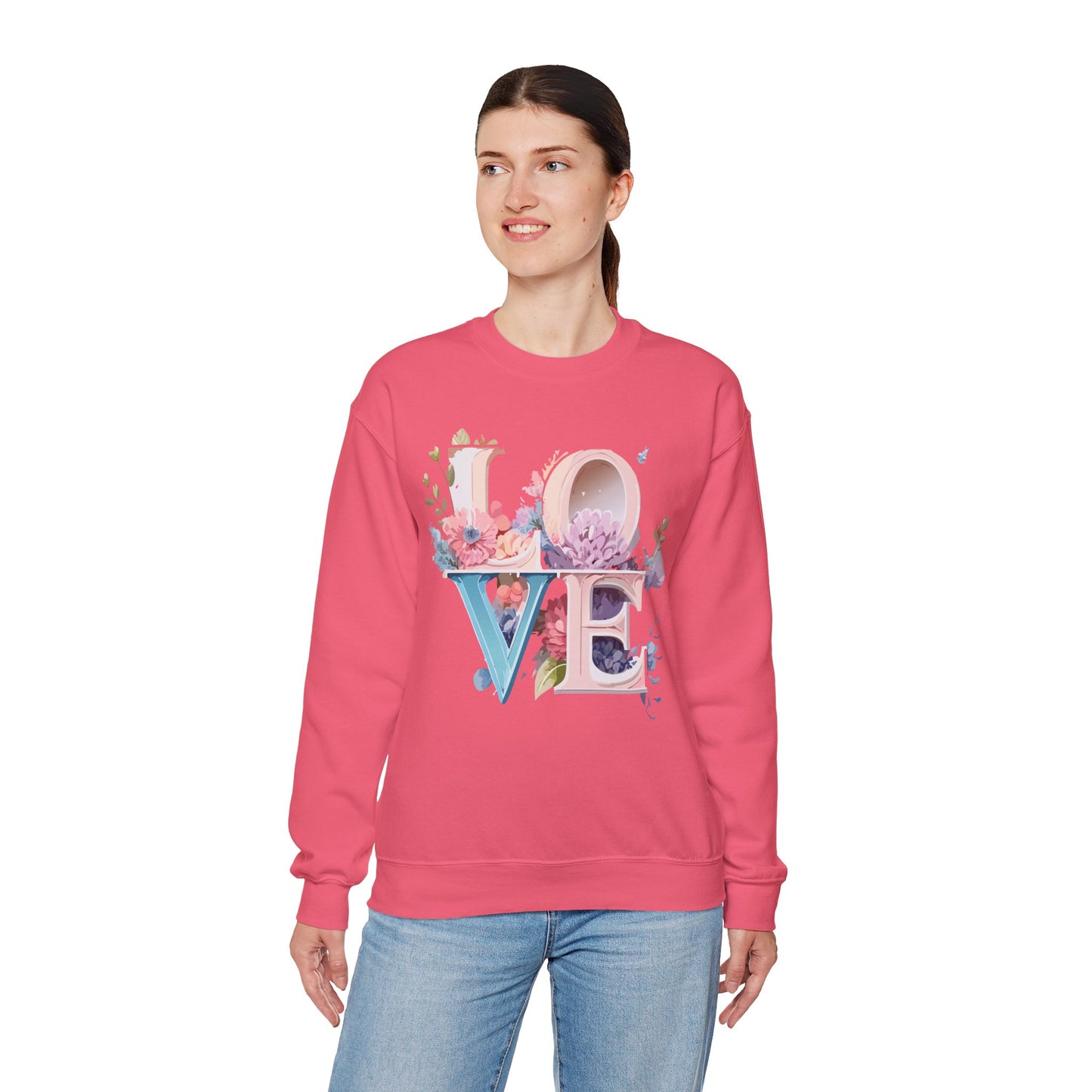 Floral Love Sweatshirt, Valentine's Day Sweatshirt, Love Flower Sweatshirt