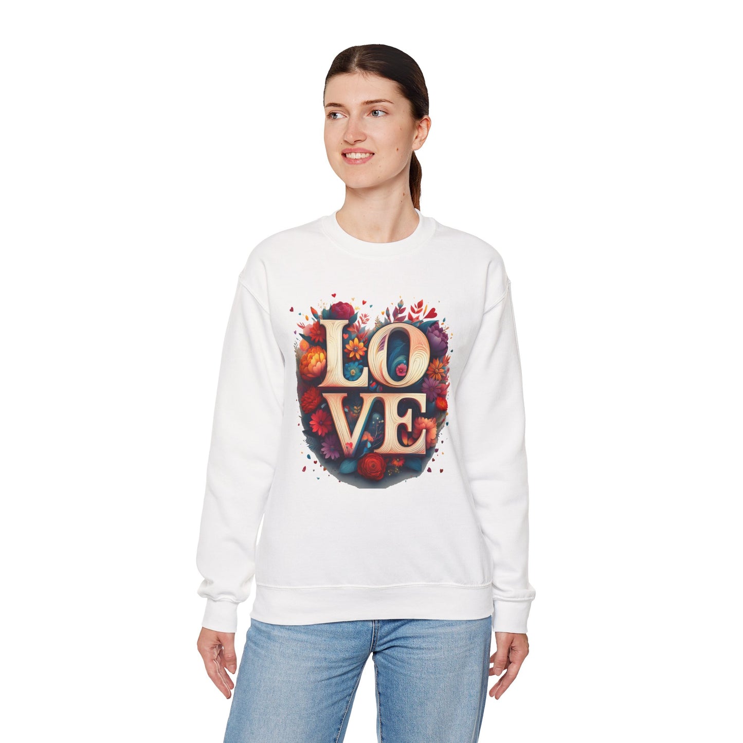 Floral Love Sweatshirt, Valentine's Day Sweatshirt, Love Flower Sweatshirt