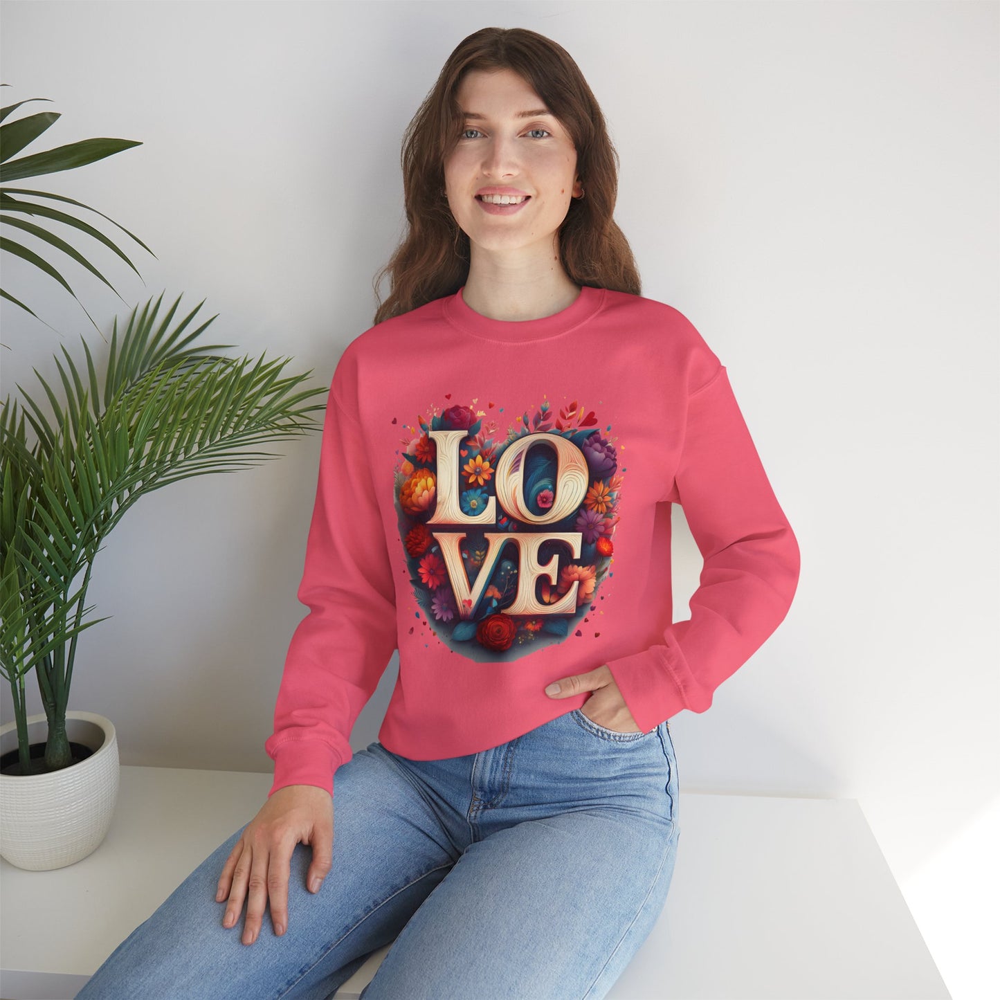 Floral Love Sweatshirt, Valentine's Day Sweatshirt, Love Flower Sweatshirt