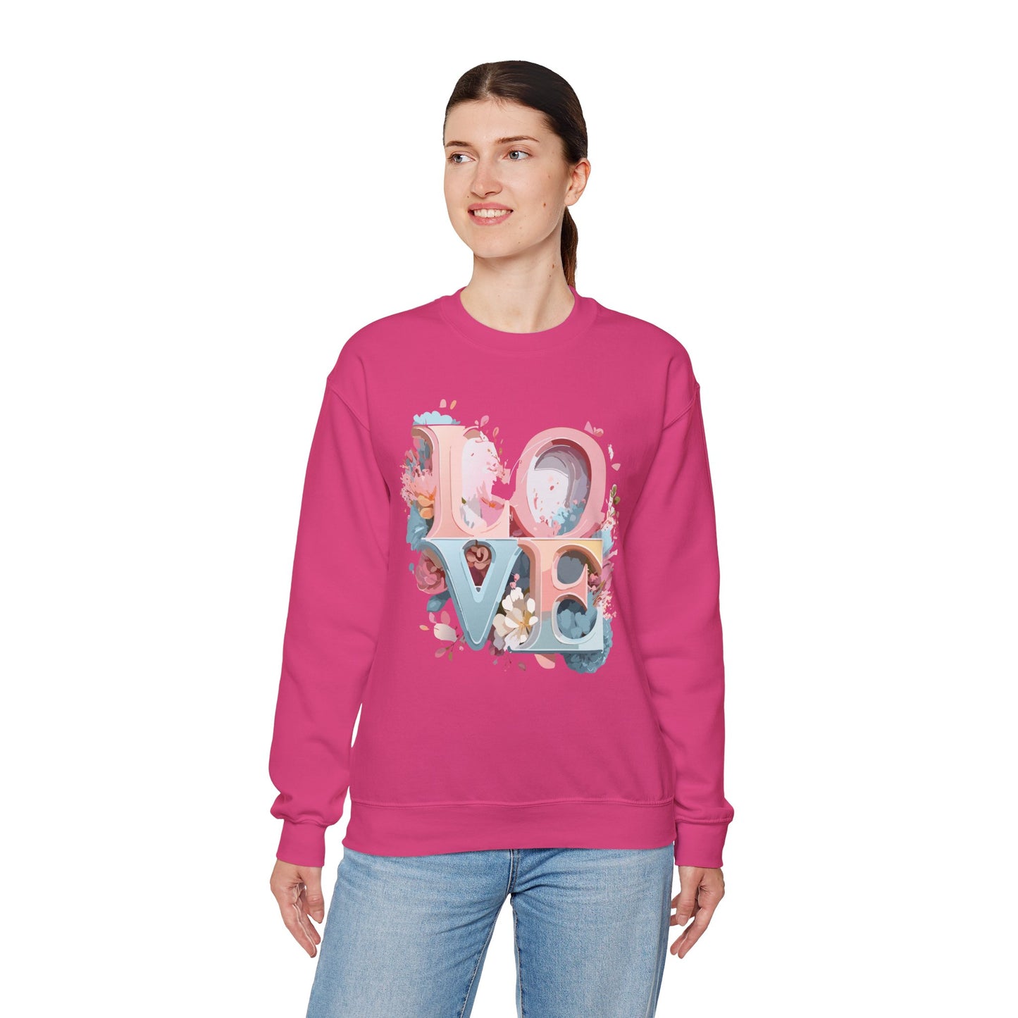 Floral Love Sweatshirt, Valentine's Day Sweatshirt, Love Flower Sweatshirt