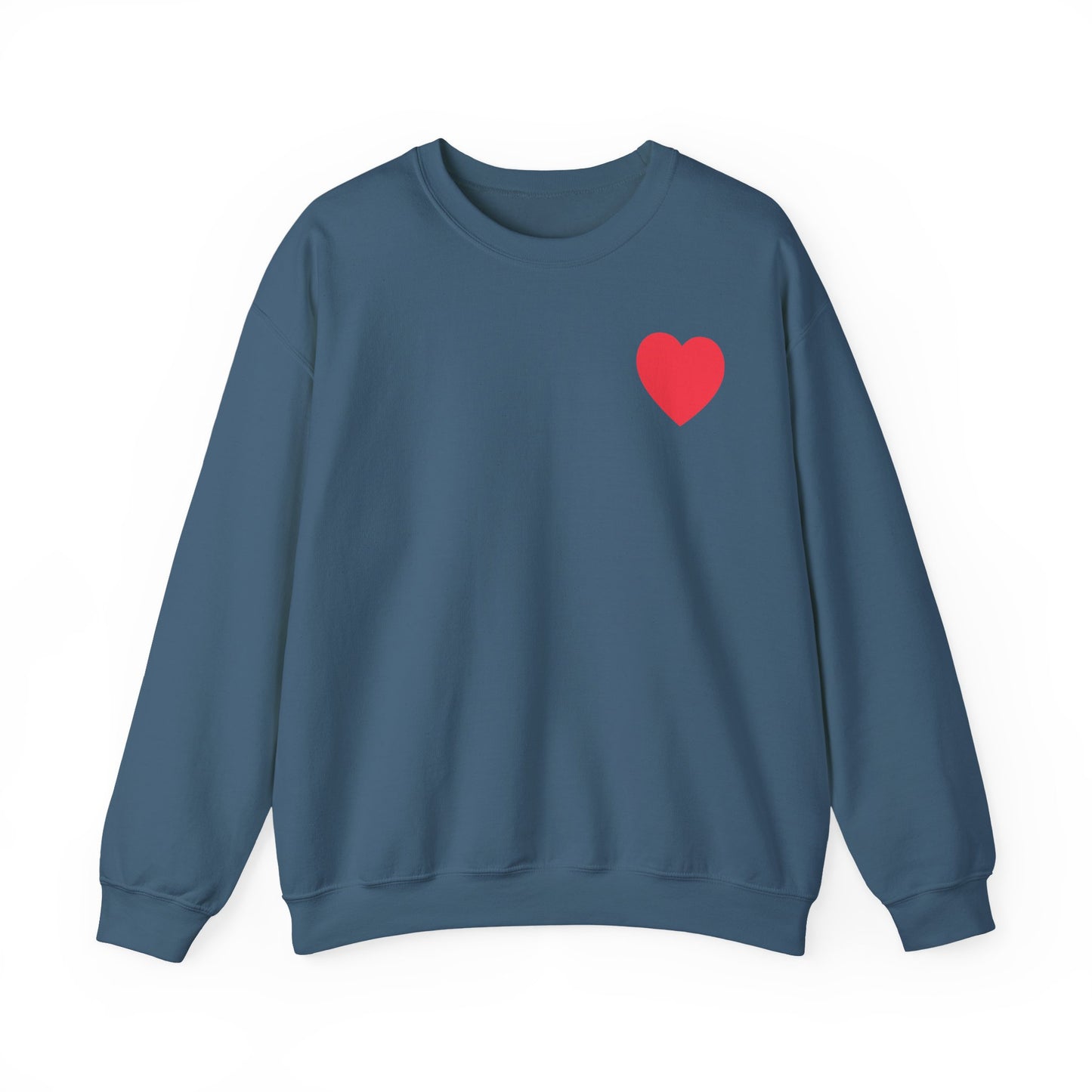 Small Red Heart Sweatshirt Unisex Love Design Gildan 18000 Heavy Blend Crewneck Valentines Day