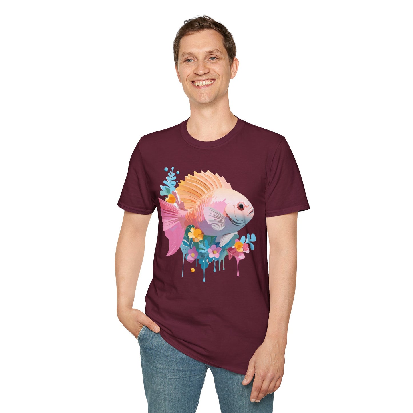 Fish Art Design Shirt, T Shirt with Fish, Graphic Shirt, Tee Shirt with Graphic Design, Shirt with Fish Graphic Art