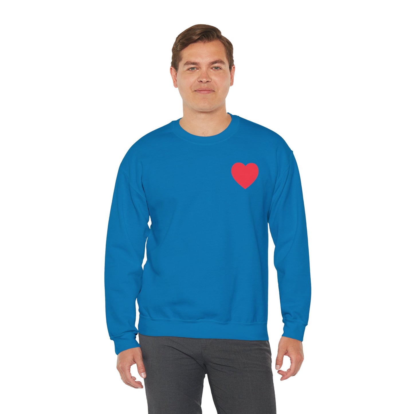 Small Red Heart Sweatshirt Unisex Love Design Gildan 18000 Heavy Blend Crewneck Valentines Day