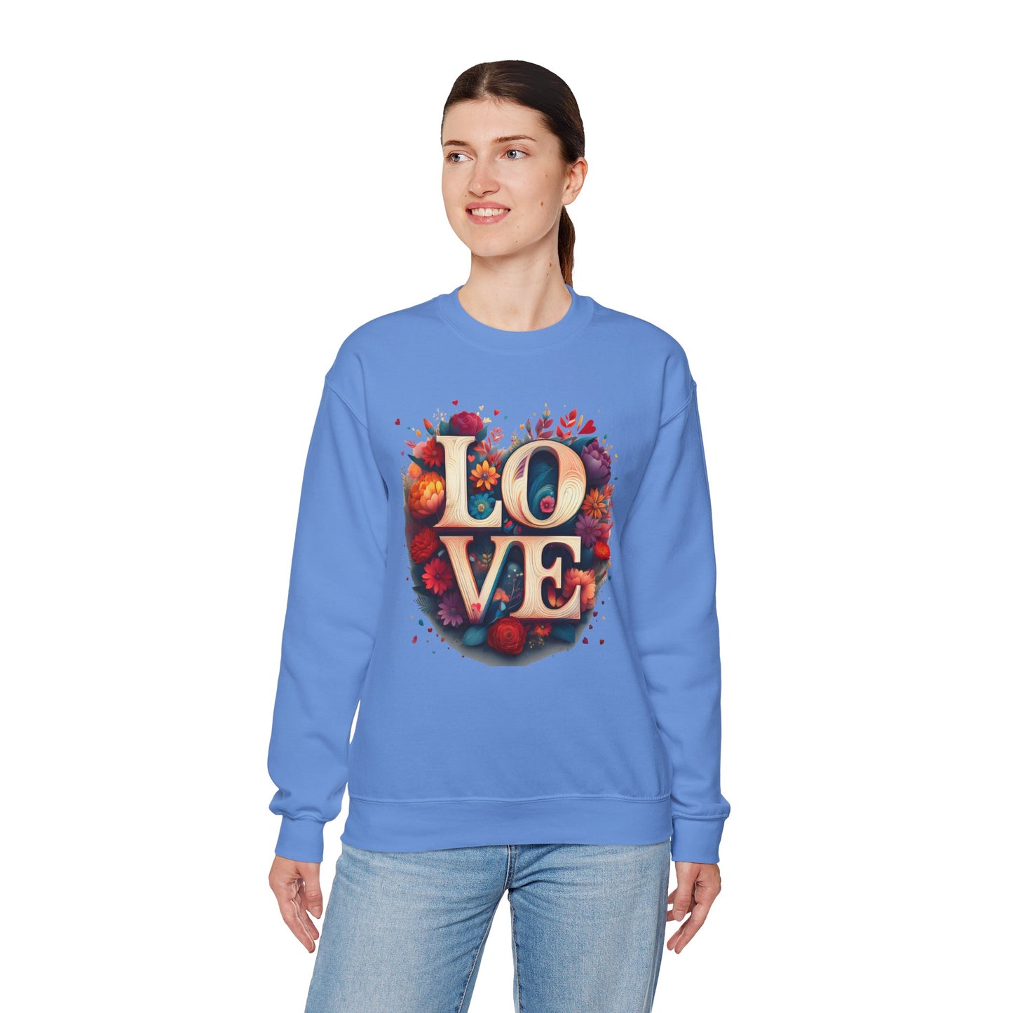 Floral Love Sweatshirt, Valentine's Day Sweatshirt, Love Flower Sweatshirt
