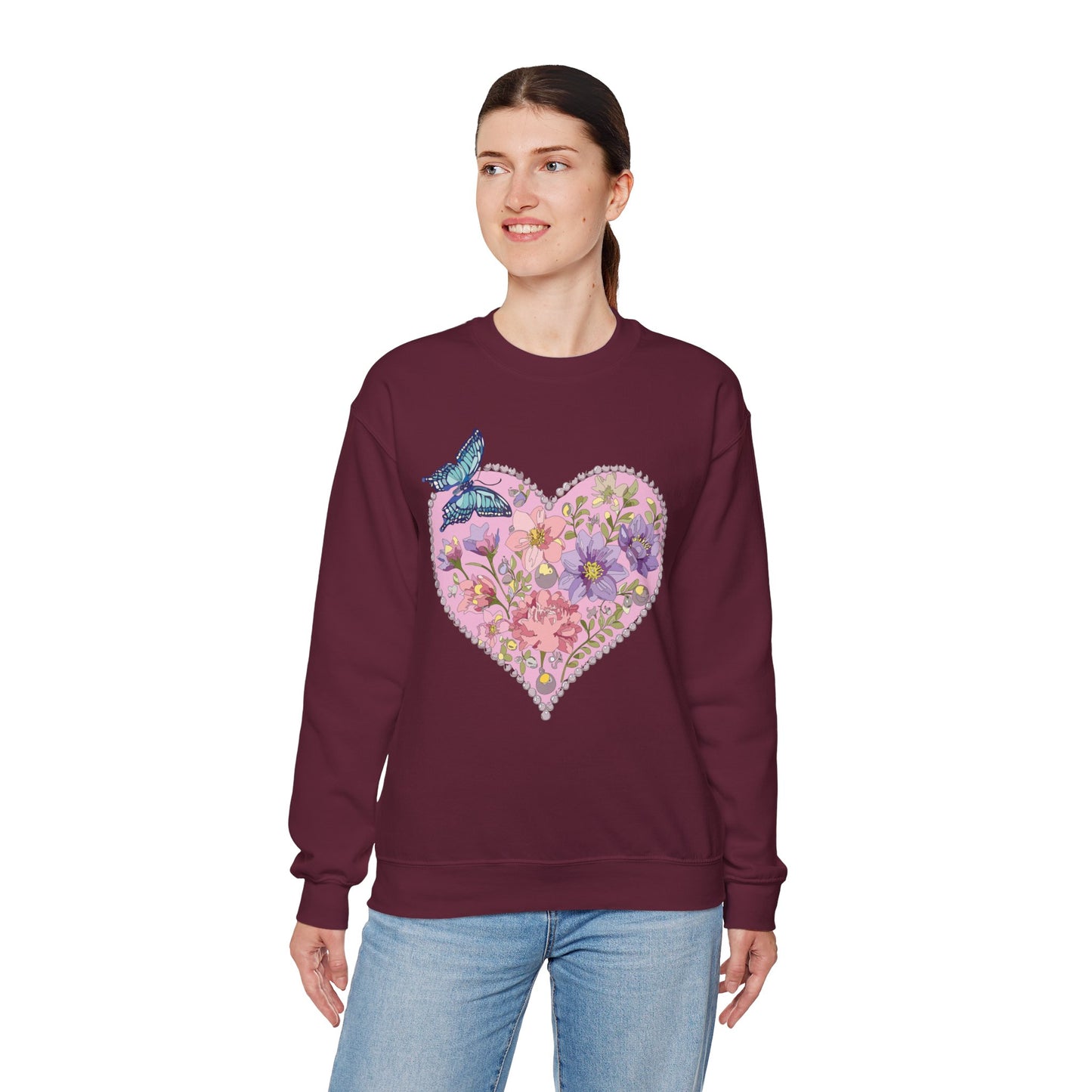 Floral Heart Sweatshirt, Floral Love Sweatshirt, Valentine's Day Sweatshirt, Heart Floral Sweatshirt