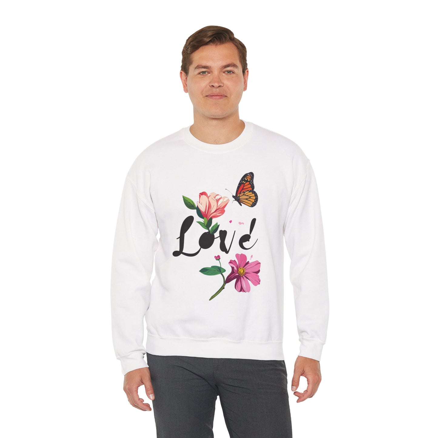 Floral Love Sweatshirt, Floral Butterfly Sweatshirt, Love Sweatshirt, Valentine's Day Sweatshirt, Floral Sweatshirt 120
