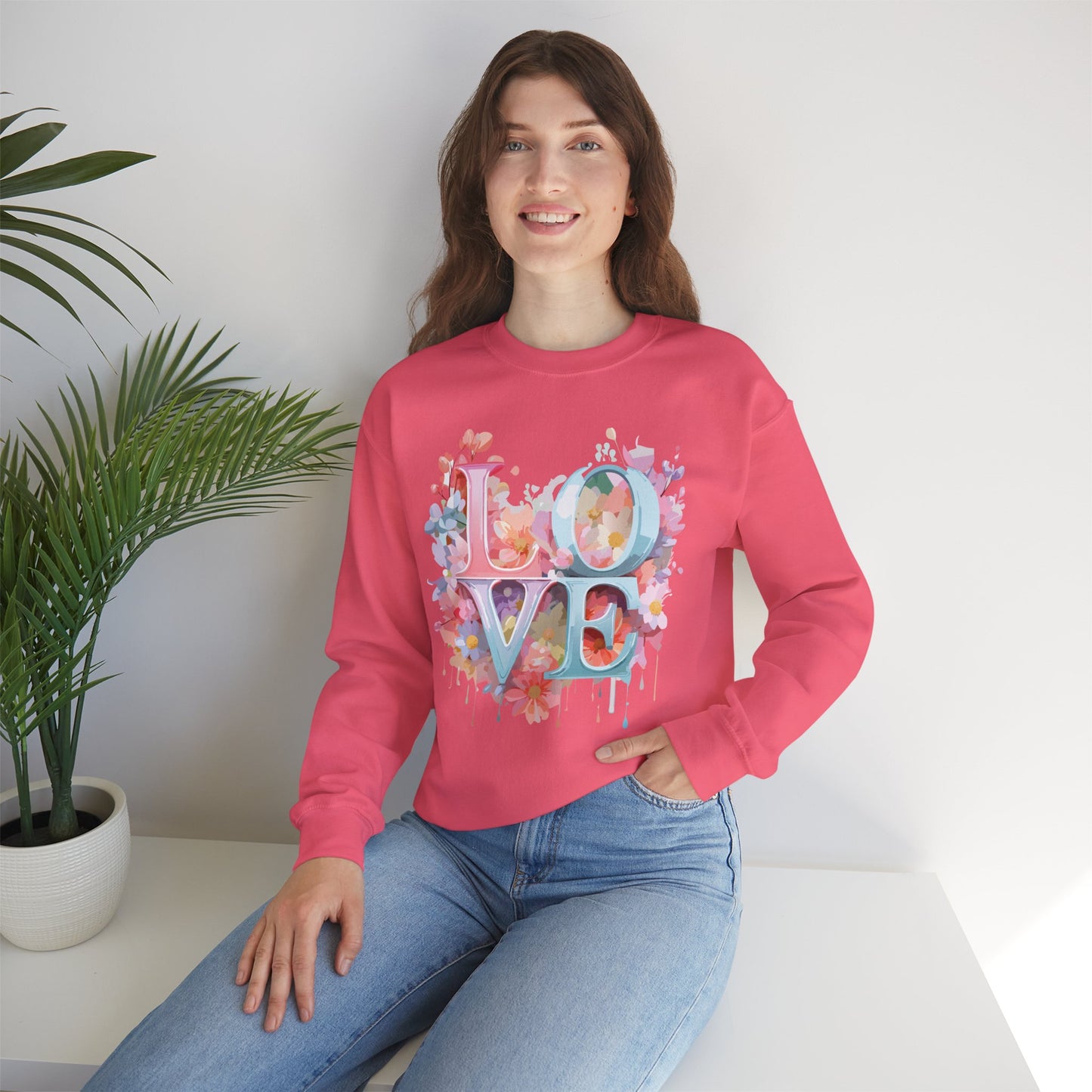 Floral Love Sweatshirt, Valentine's Day Sweatshirt, Love Flower Sweatshirt