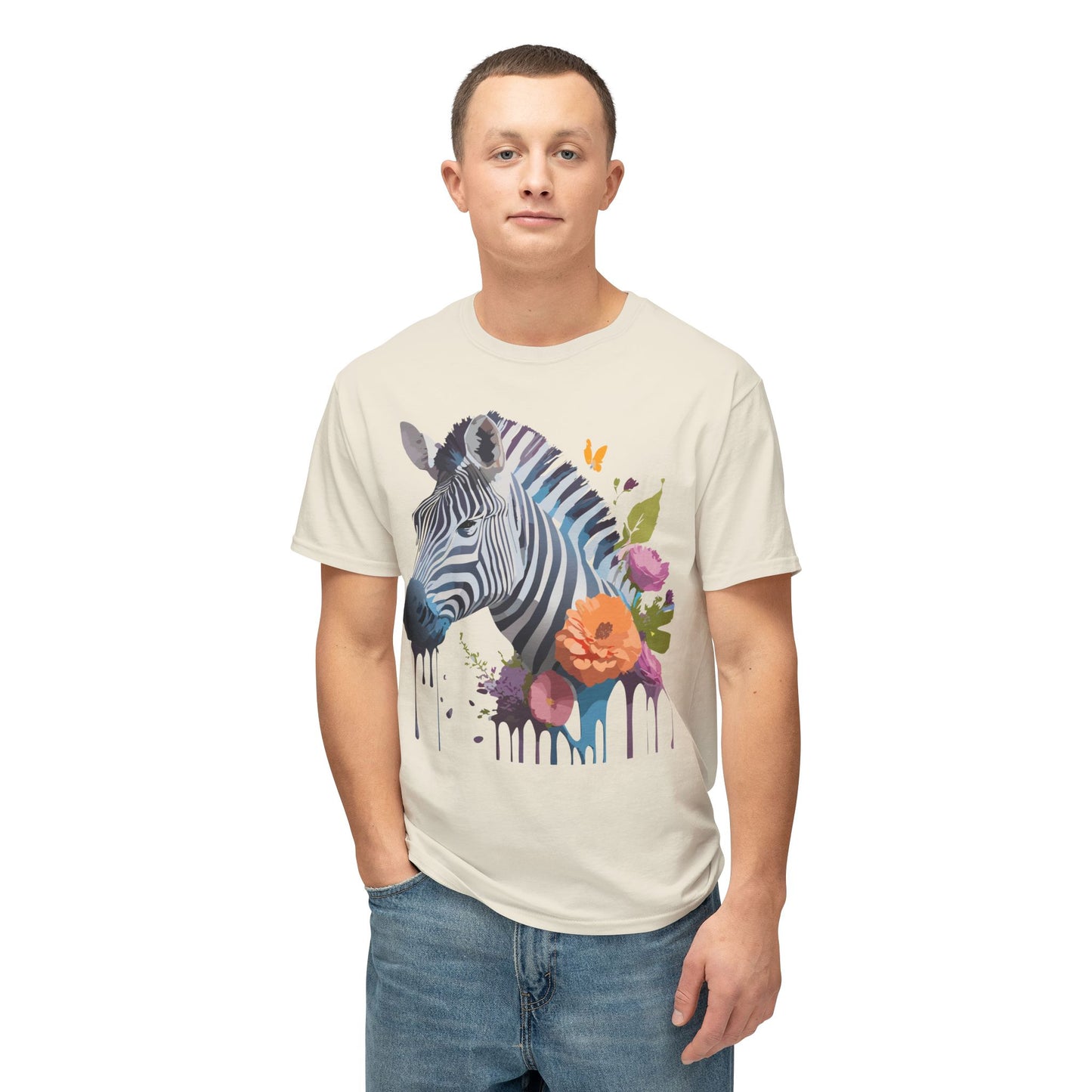 Zebra T-Shirt, Vintage Zebra Tee, Floral Tees, Zebra Art Design Shirt, Tee Shirt with Zebra 9