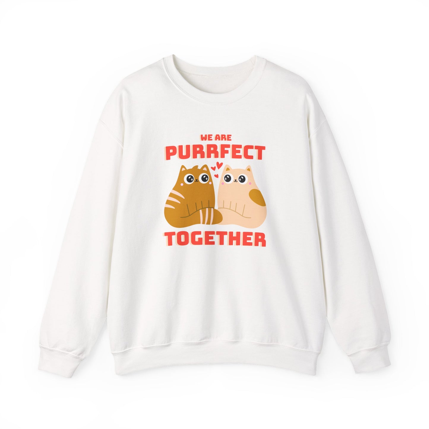Cat Heart Sweatshirt Unisex 50/50 Cotton-Poly Blend Valentine Gift For Cat Lovers