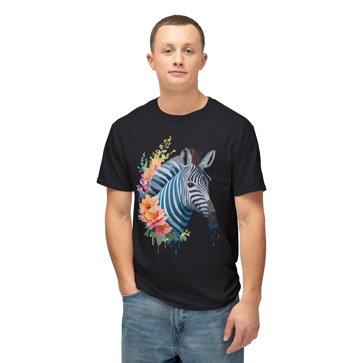 Zebra T-Shirt, Vintage Zebra Tee, Floral Tees, Zebra Art Design Shirt, Tee Shirt with Zebra 4