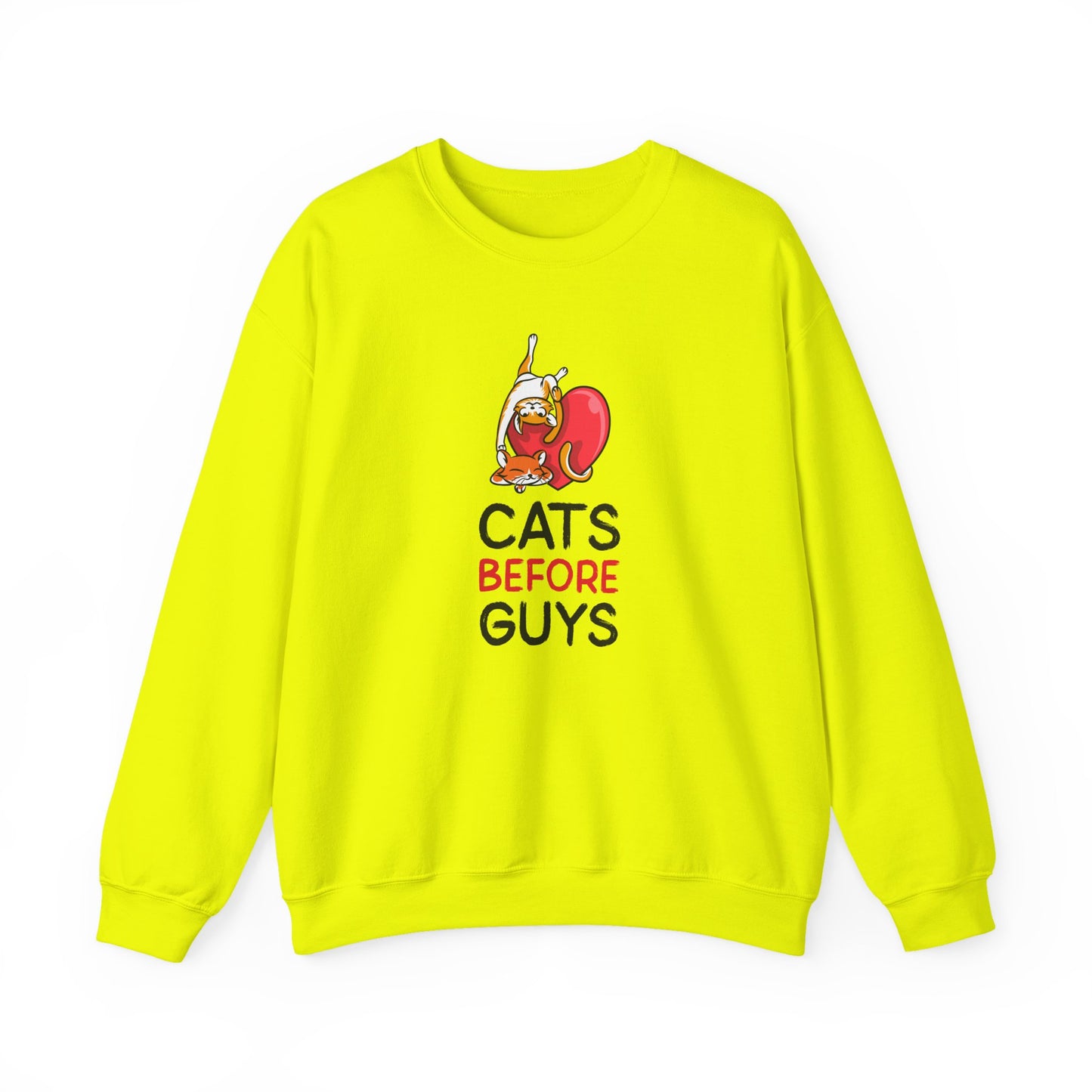 Cat Heart Sweatshirt Unisex Valentines Day 50 50 Cotton Poly Heavy Blend Crewneck Sweatshirt