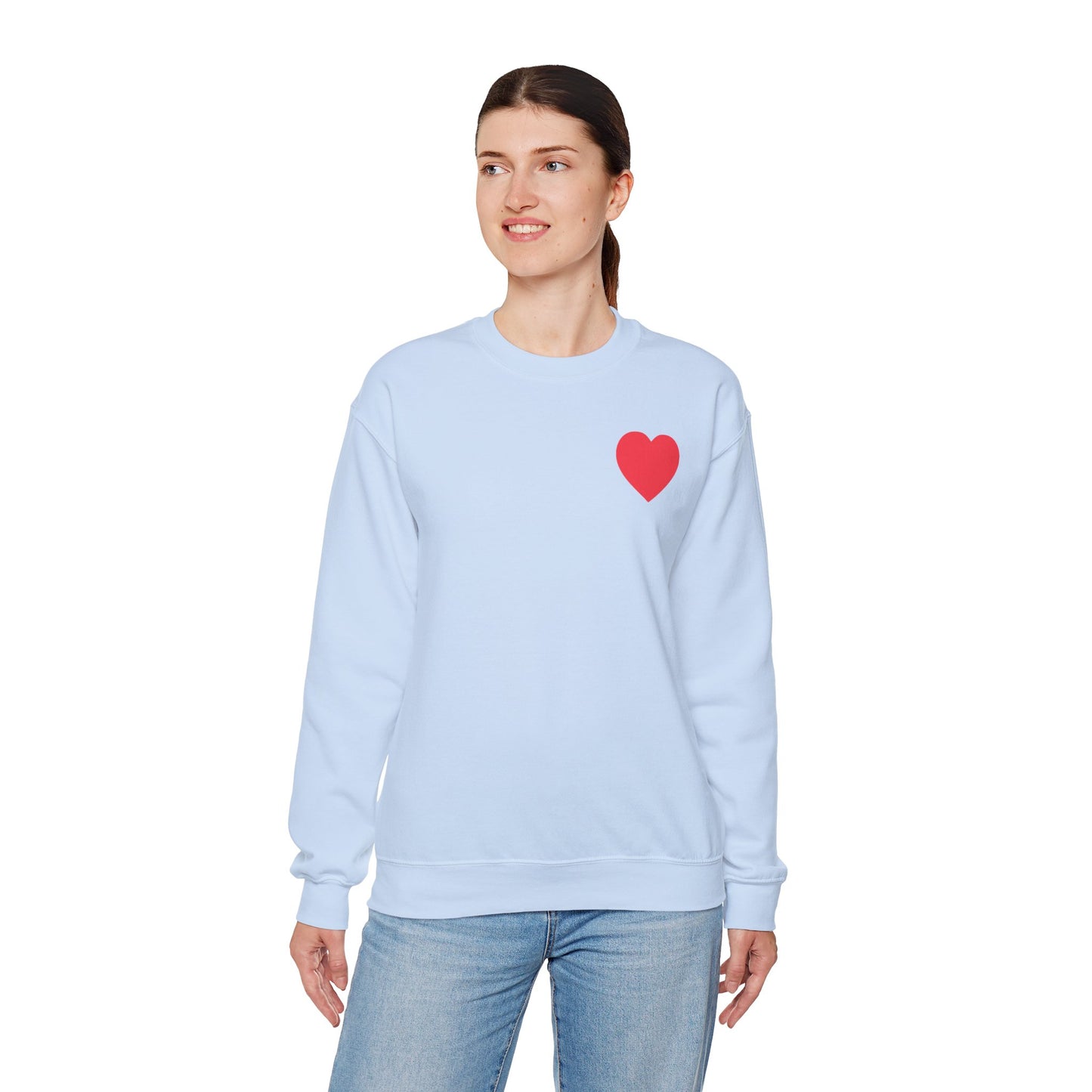 Small Red Heart Sweatshirt Unisex Love Design Gildan 18000 Heavy Blend Crewneck Valentines Day