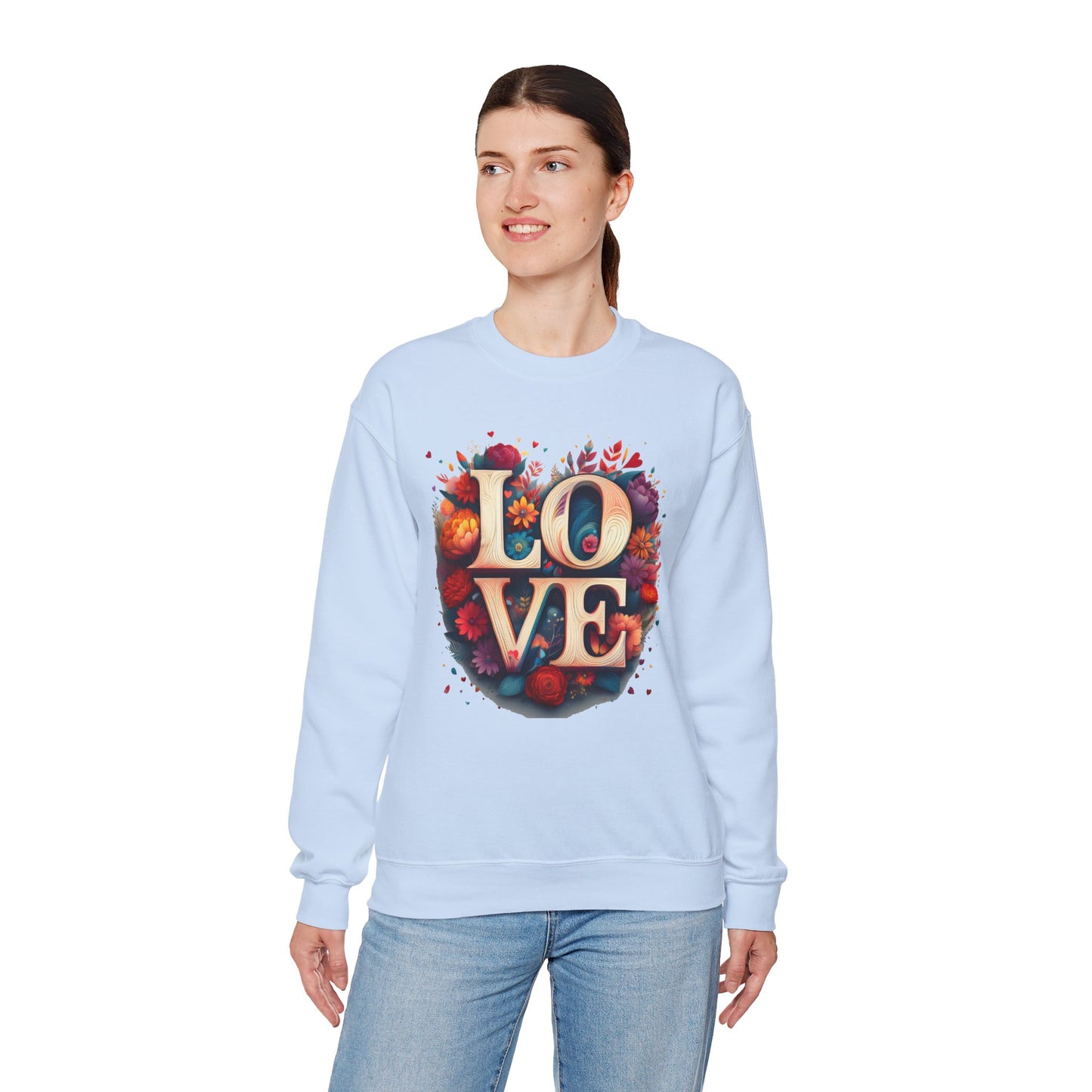 Floral Love Sweatshirt, Valentine's Day Sweatshirt, Love Flower Sweatshirt