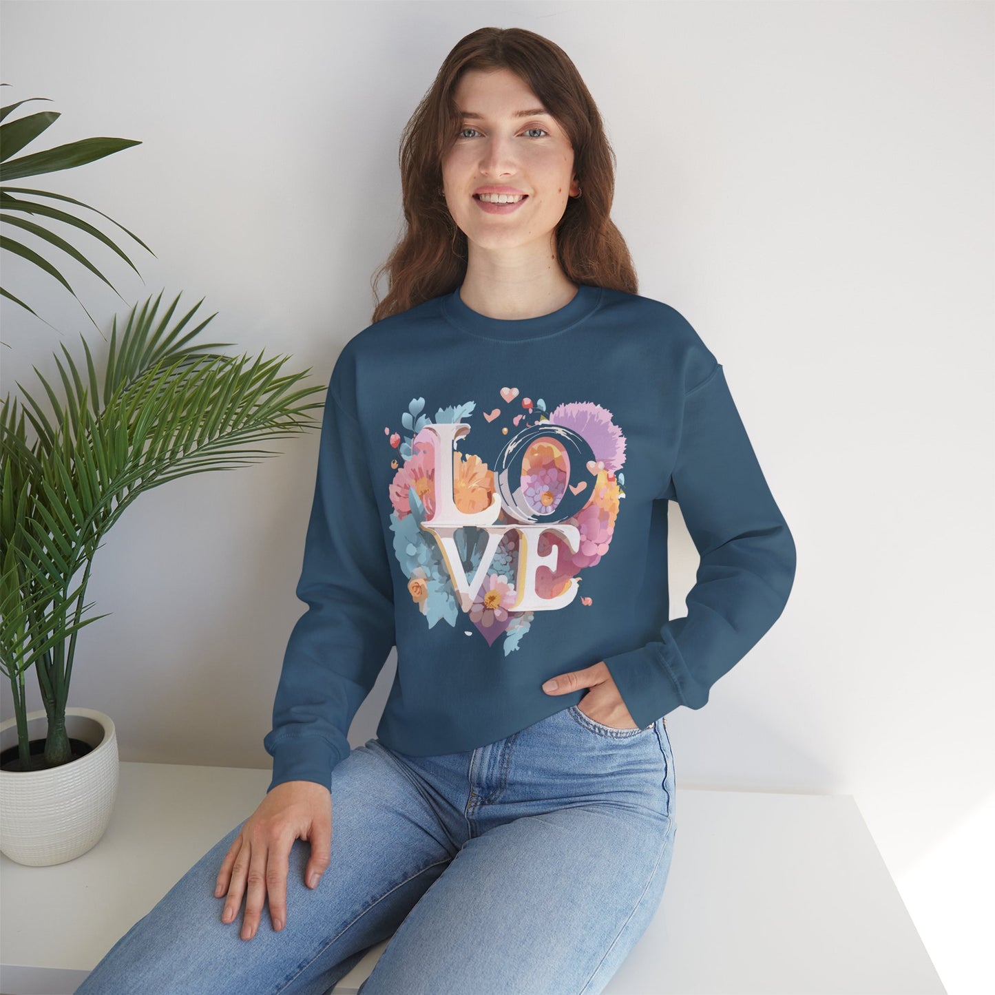 Floral Love Sweatshirt, Valentine's Day Sweatshirt, Love Flower Sweatshirt