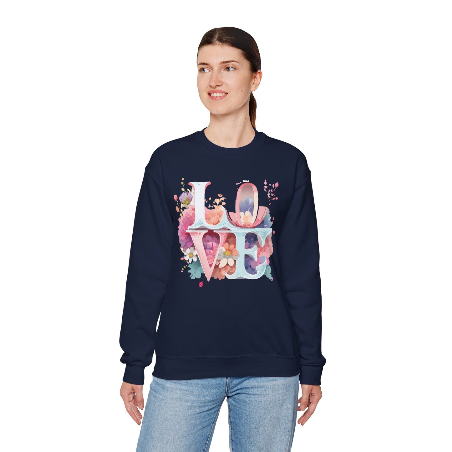 Floral Love Sweatshirt, Valentine's Day Sweatshirt, Love Flower Sweatshirt