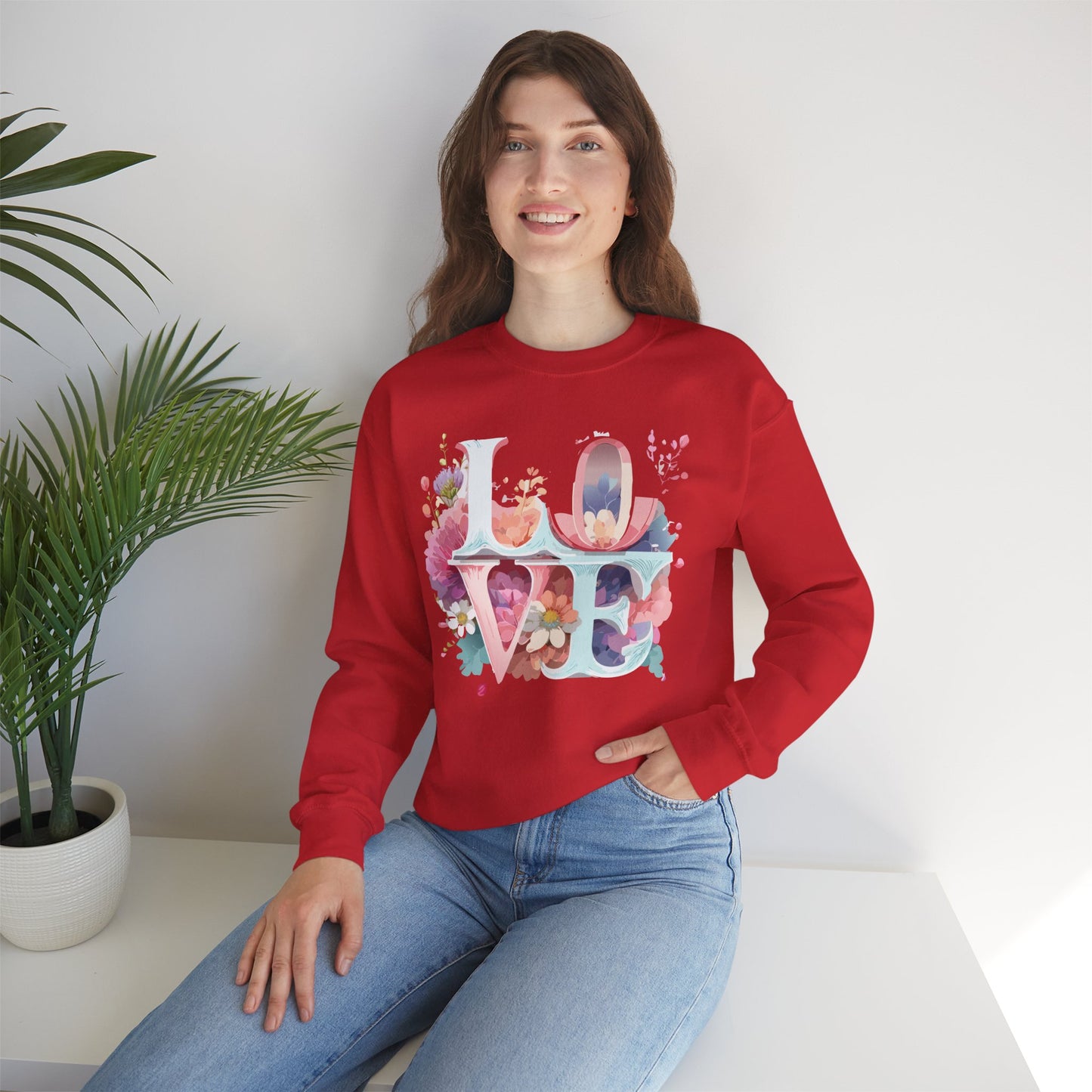 Floral Love Sweatshirt, Valentine's Day Sweatshirt, Love Flower Sweatshirt