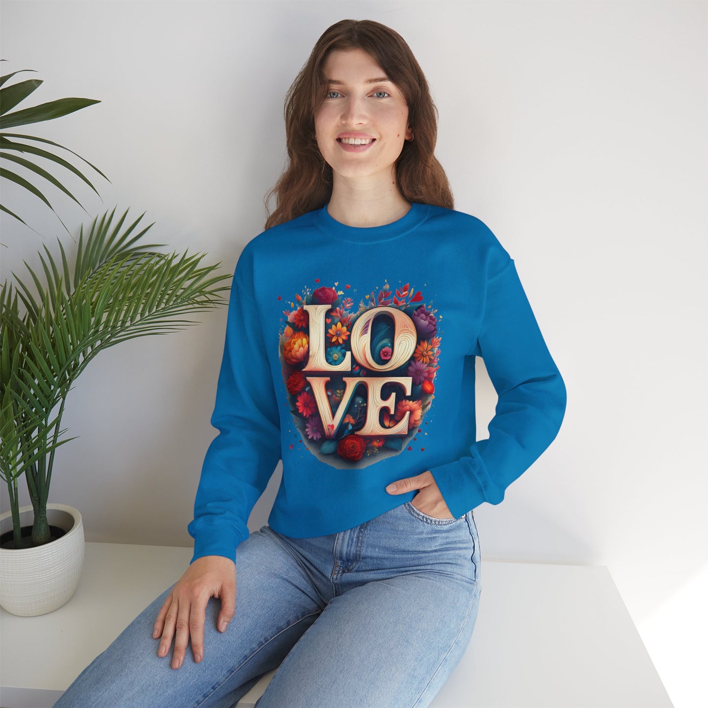 Floral Love Sweatshirt, Valentine's Day Sweatshirt, Love Flower Sweatshirt