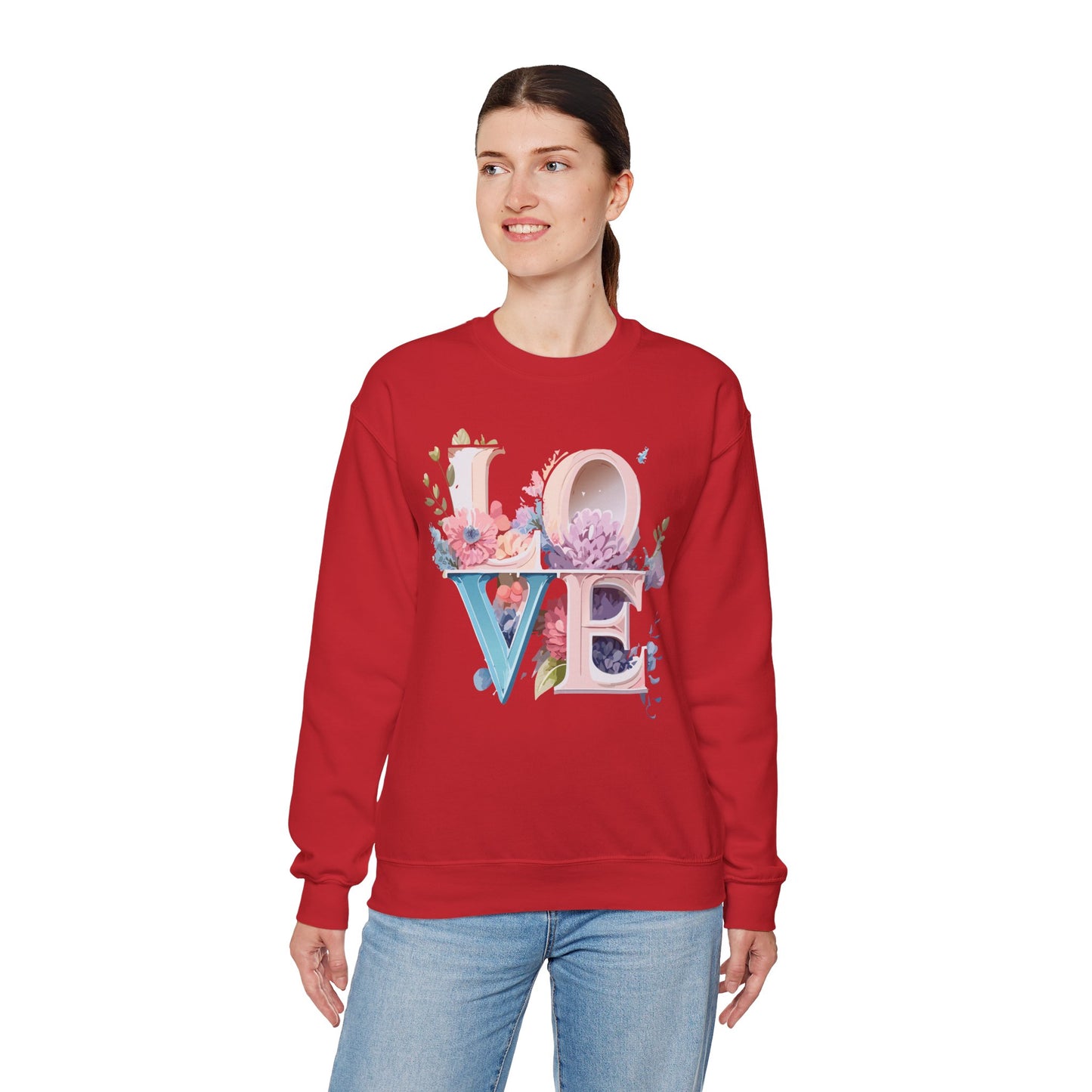 Floral Love Sweatshirt, Valentine's Day Sweatshirt, Love Flower Sweatshirt