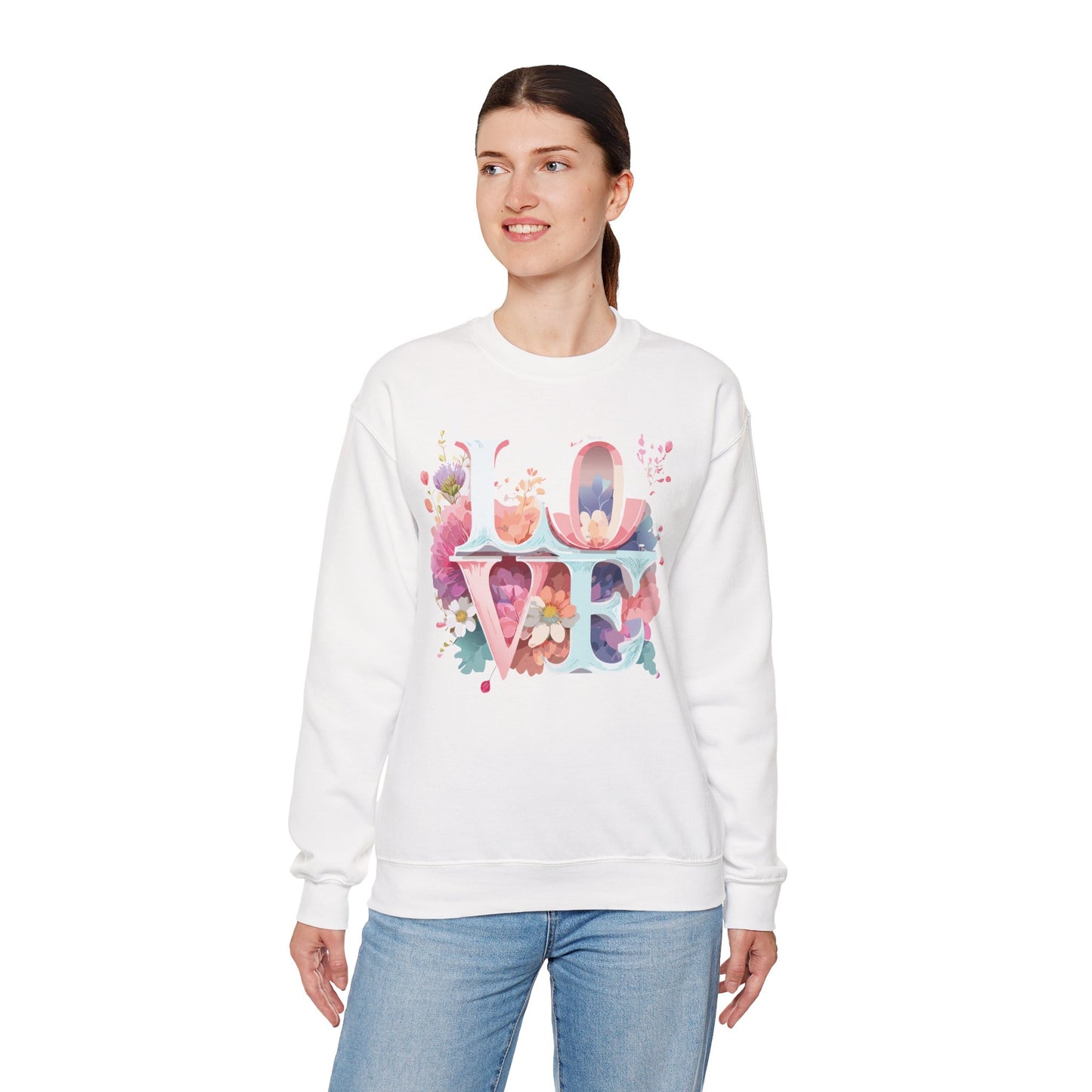 Floral Love Sweatshirt, Valentine's Day Sweatshirt, Love Flower Sweatshirt