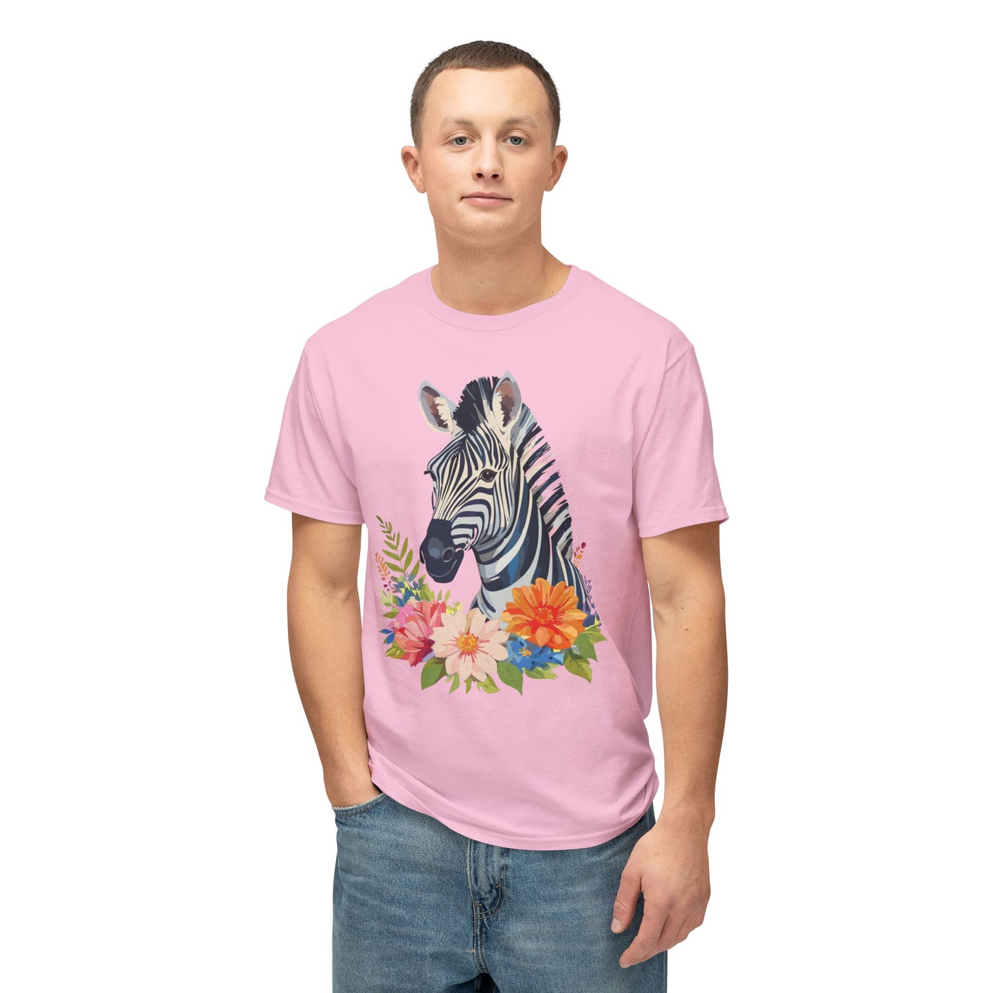Zebra T-Shirt, Vintage Zebra Tee, Floral Tees, Zebra Art Design Shirt, Tee Shirt with Zebra 6