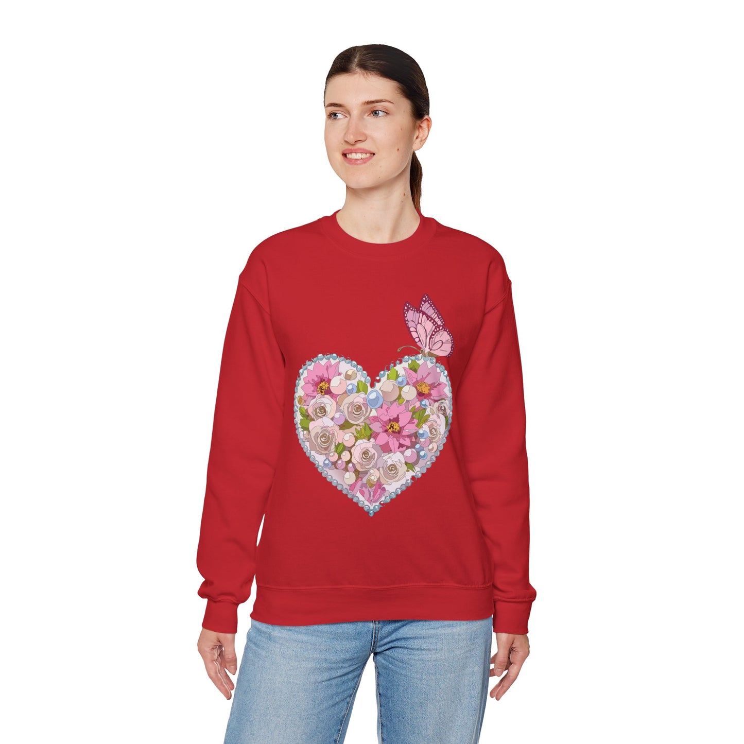 Floral Heart Sweatshirt, Floral Love Sweatshirt, Valentine's Day Sweatshirt, Heart Floral Sweatshirt