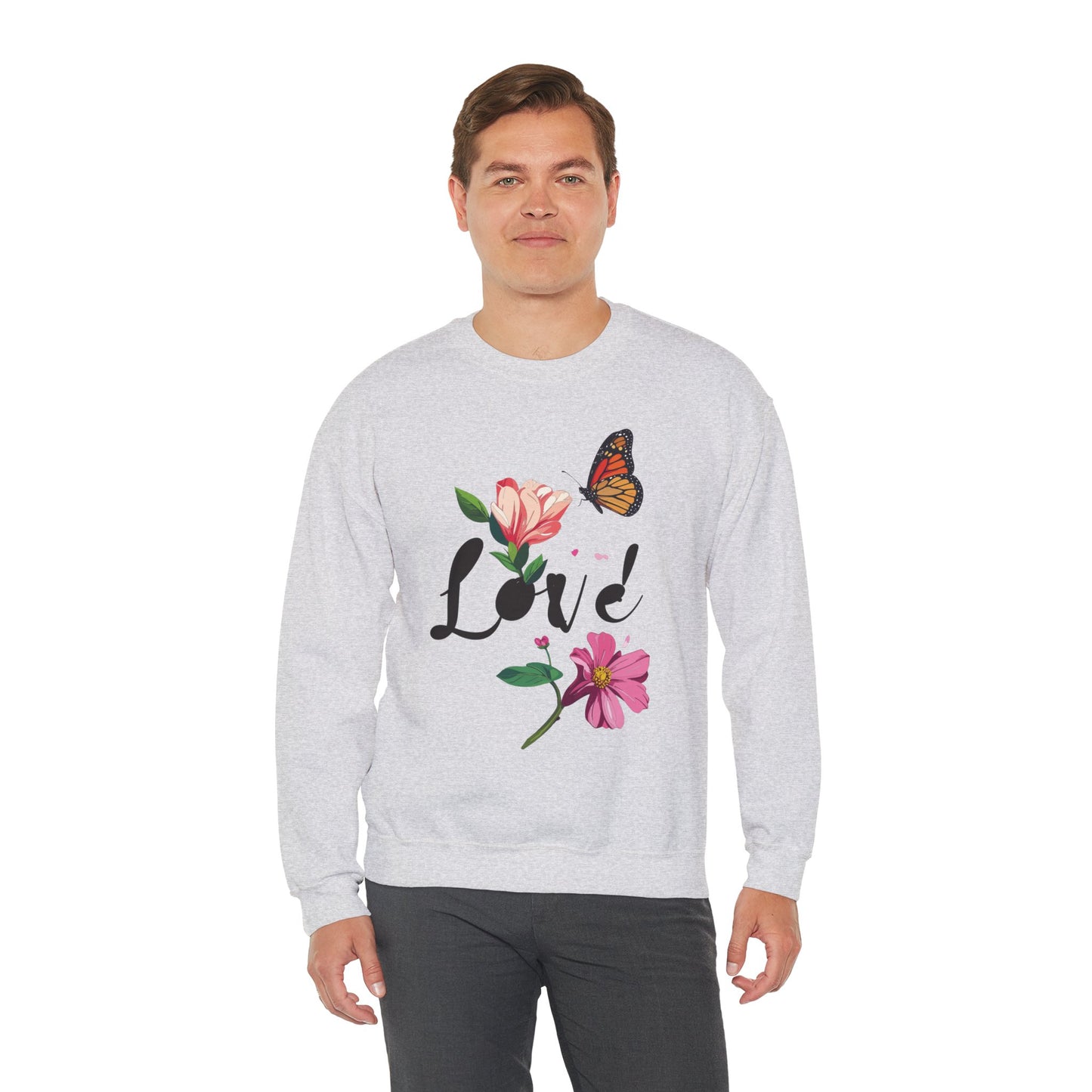Floral Love Sweatshirt, Floral Butterfly Sweatshirt, Love Sweatshirt, Valentine's Day Sweatshirt, Floral Sweatshirt 120