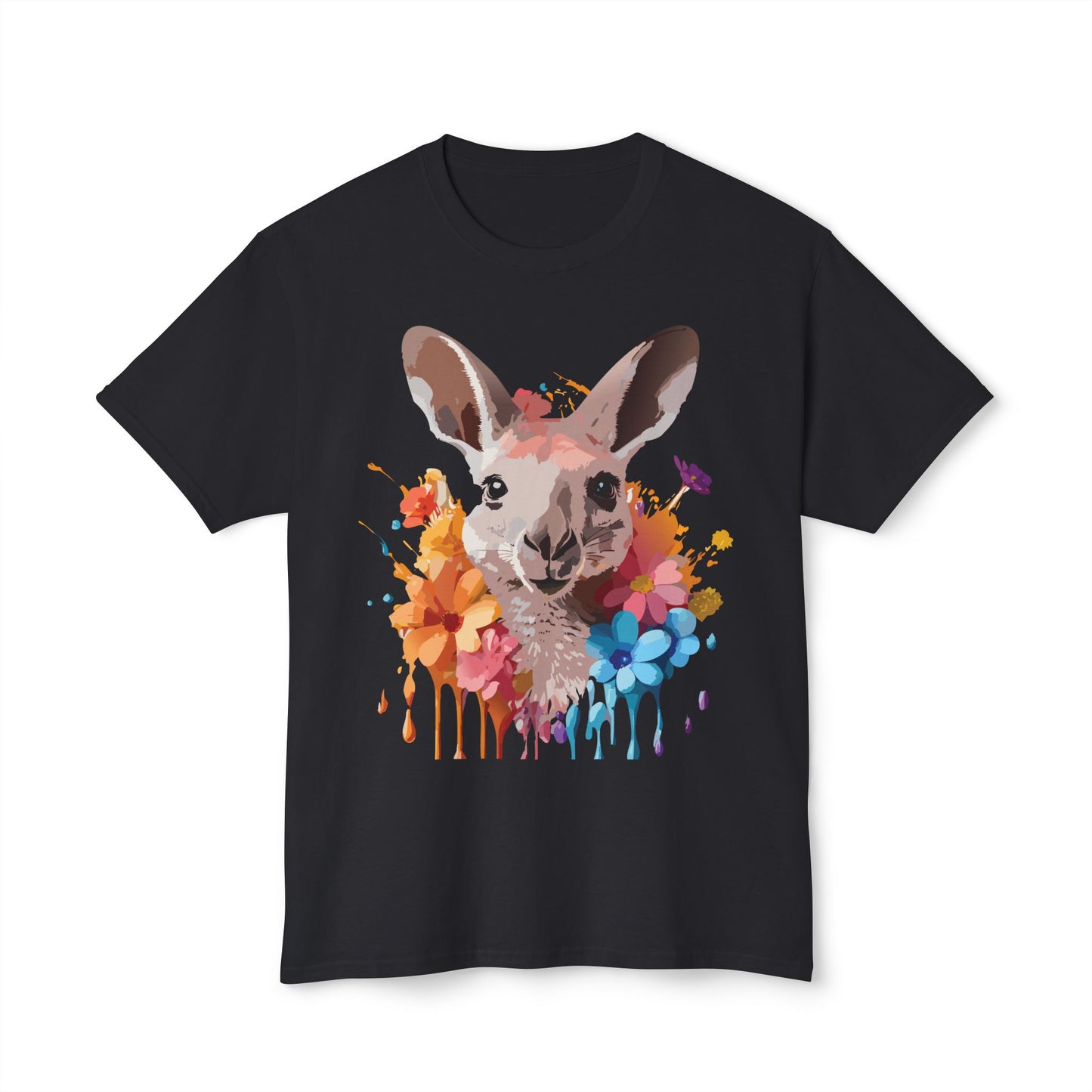 Kangaroo T-Shirt, Vintage Kangaroo Tee, Floral Tees, Kangaroo Art Design Shirt, Tee Shirt with Kangaroo 1