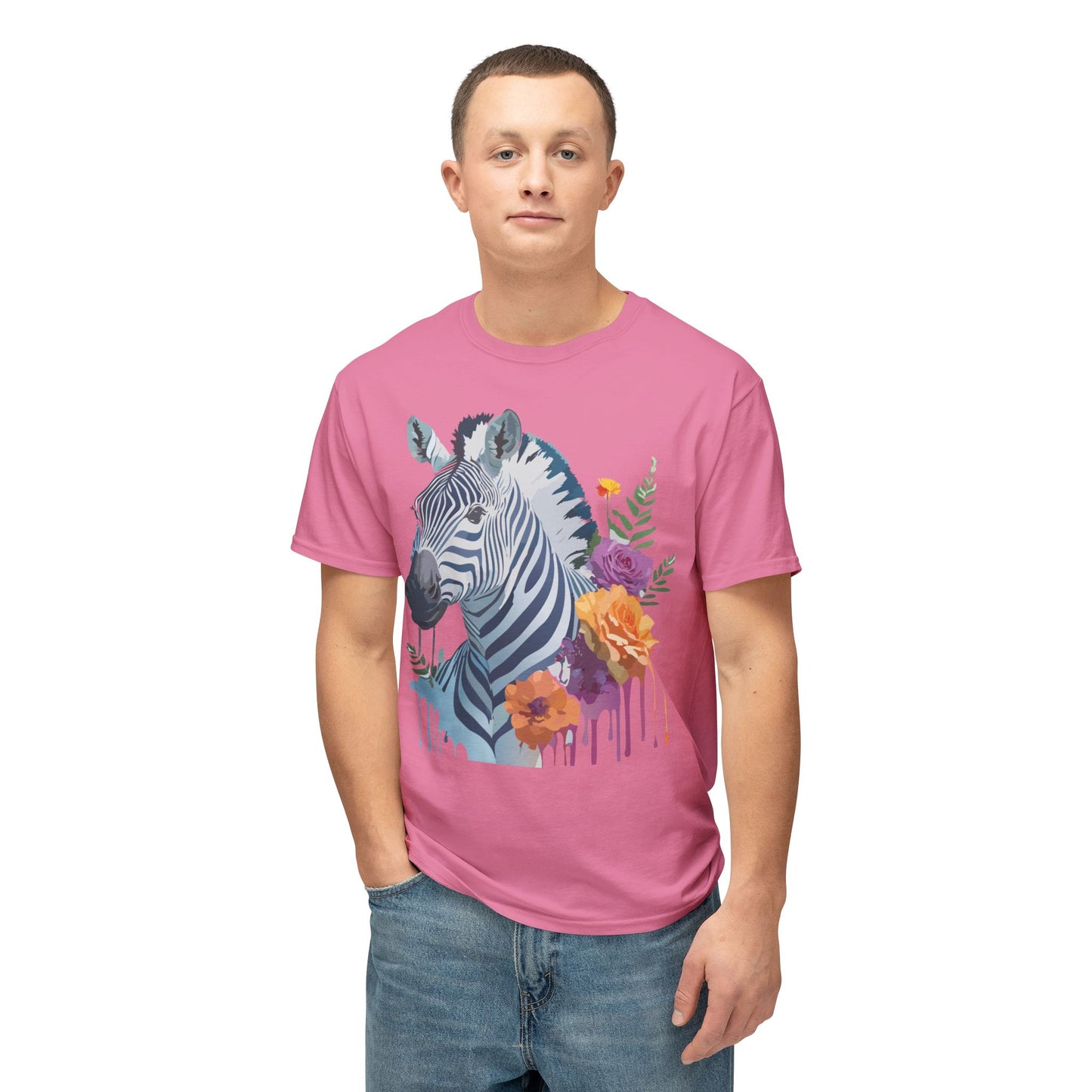 Zebra T-Shirt, Vintage Zebra Tee, Floral Tees, Zebra Art Design Shirt, Tee Shirt with Zebra 2