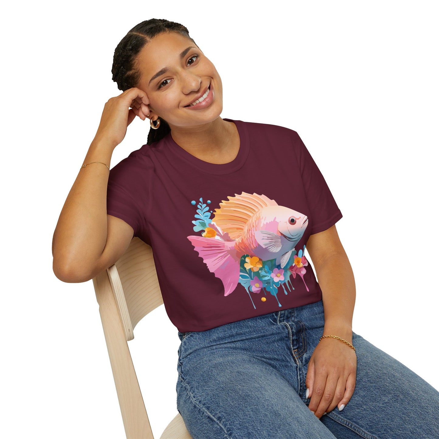 Fish Art Design Shirt, T Shirt with Fish, Graphic Shirt, Tee Shirt with Graphic Design, Shirt with Fish Graphic Art