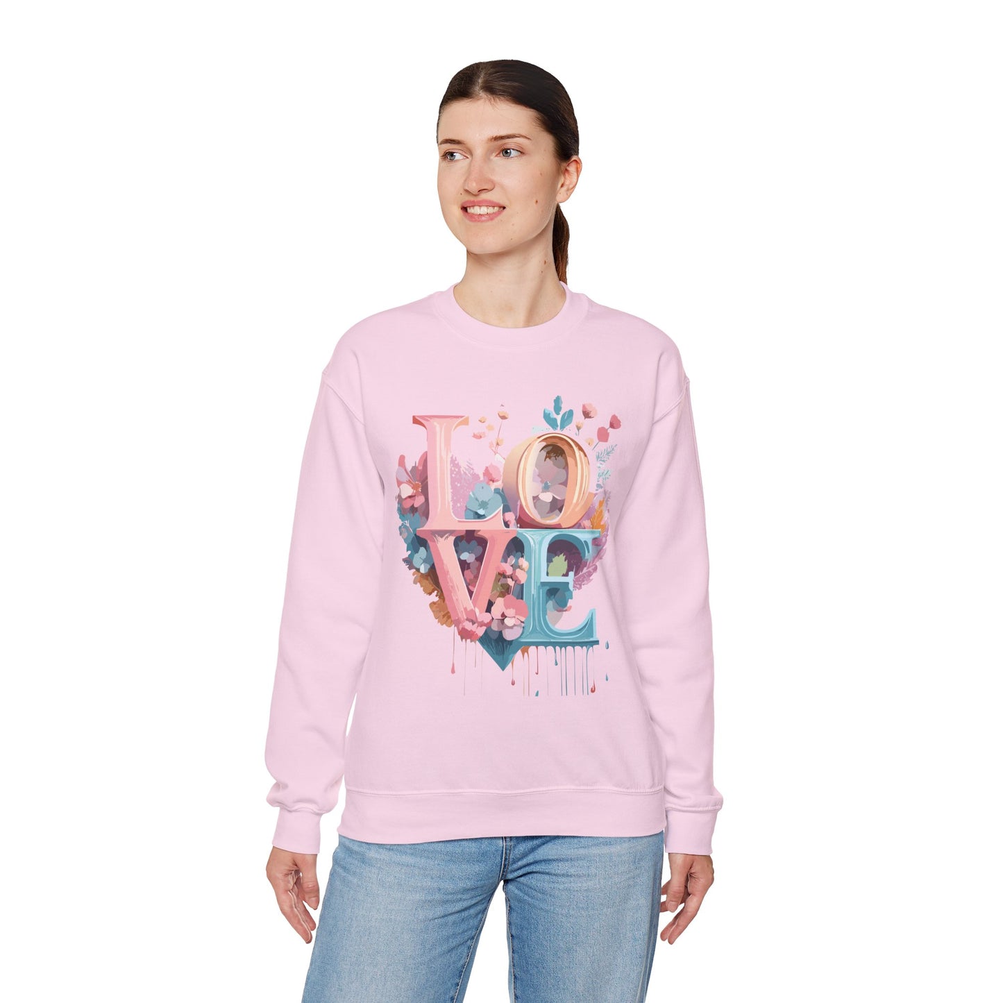 Floral Love Sweatshirt, Valentine's Day Sweatshirt, Love Flower Sweatshirt