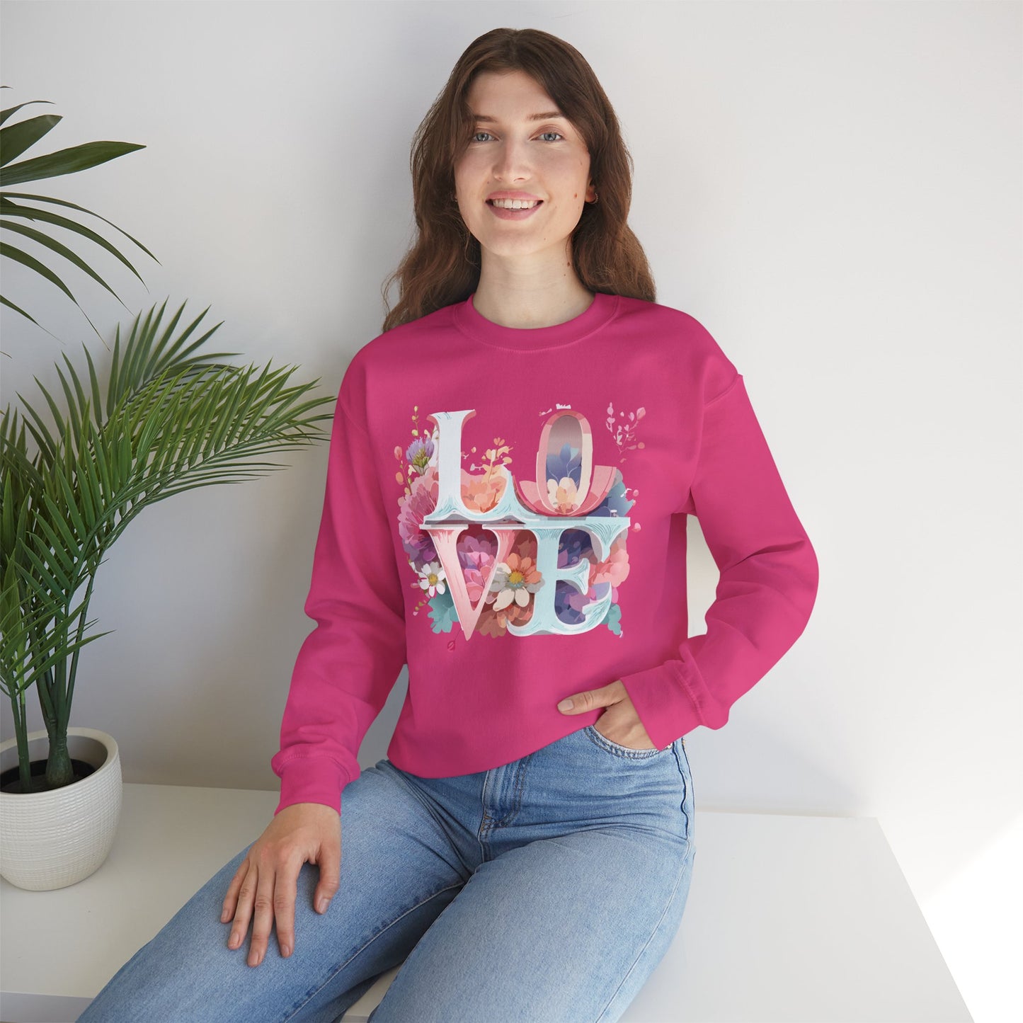 Floral Love Sweatshirt, Valentine's Day Sweatshirt, Love Flower Sweatshirt