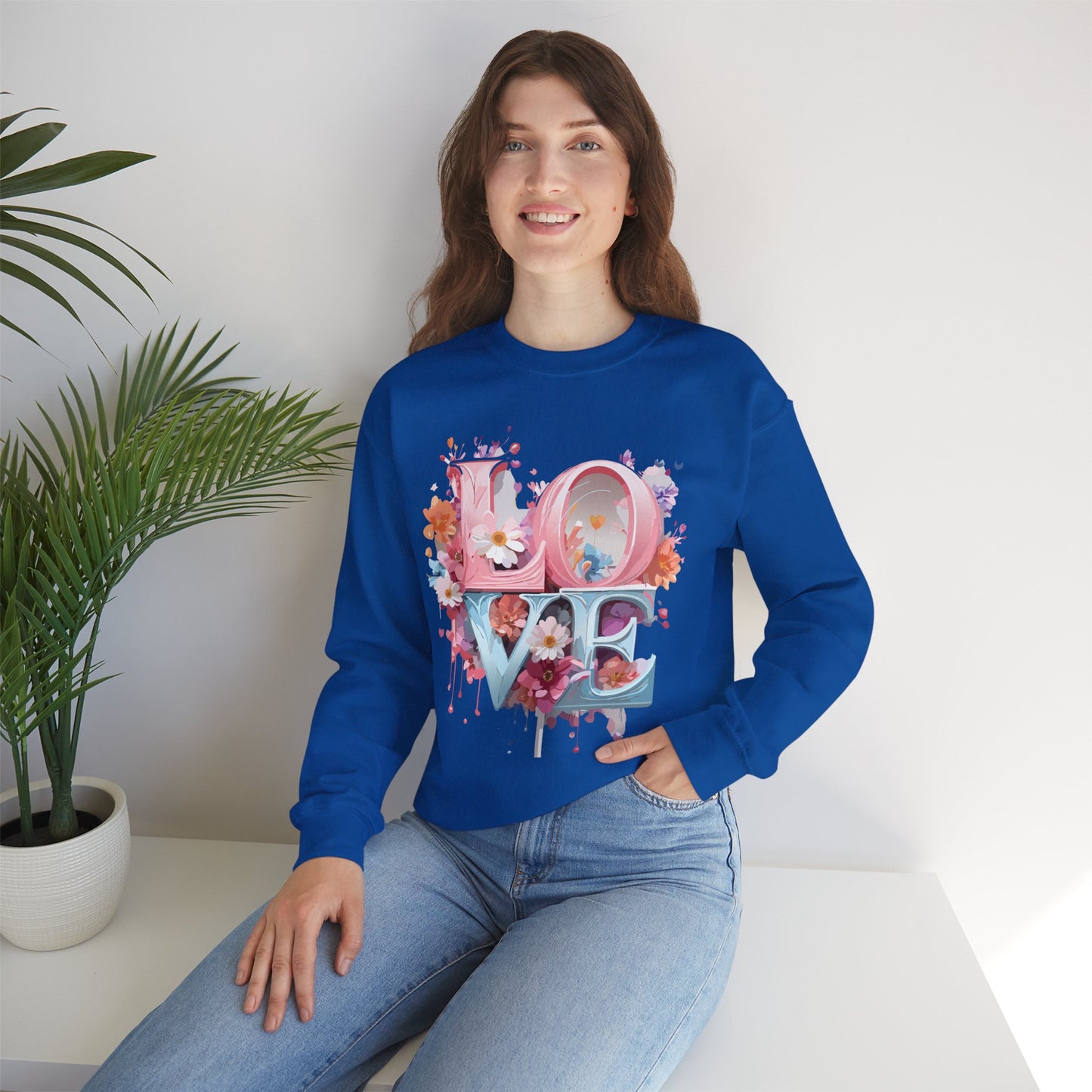 Floral Love Sweatshirt, Valentine's Day Sweatshirt, Love Flower Sweatshirt