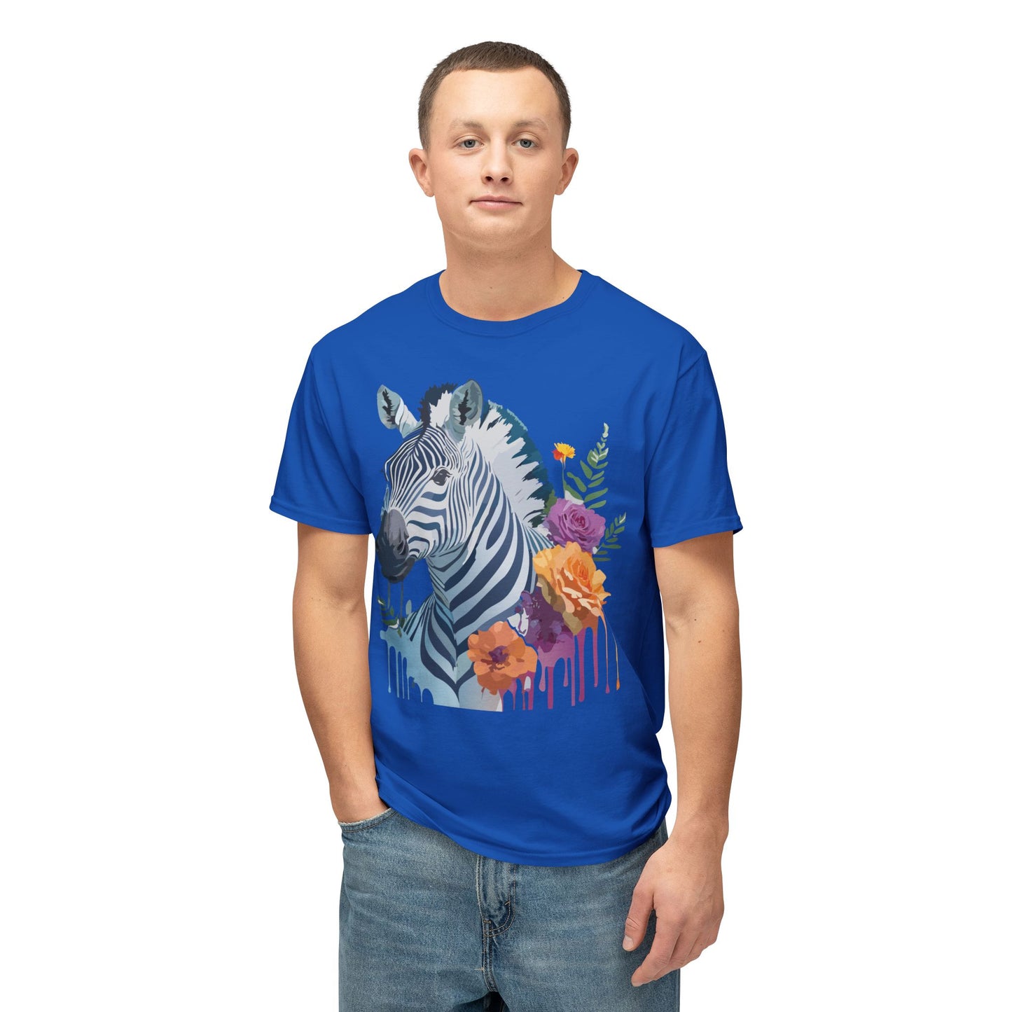 Zebra T-Shirt, Vintage Zebra Tee, Floral Tees, Zebra Art Design Shirt, Tee Shirt with Zebra 2