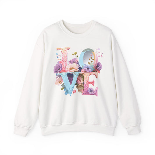 Floral Love Sweatshirt, Valentine's Day Sweatshirt, Love Flower Sweatshirt