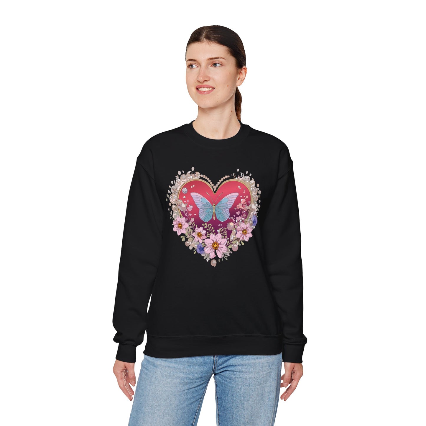 Floral Heart Sweatshirt, Floral Love Sweatshirt, Valentine's Day Sweatshirt, Heart Floral Sweatshirt