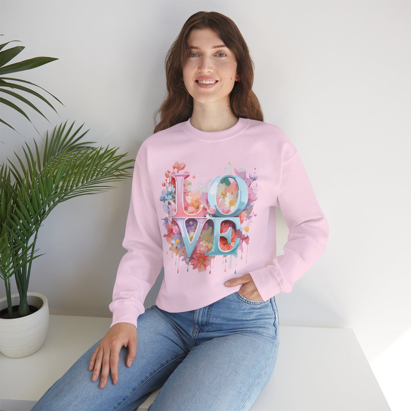 Floral Love Sweatshirt, Valentine's Day Sweatshirt, Love Flower Sweatshirt