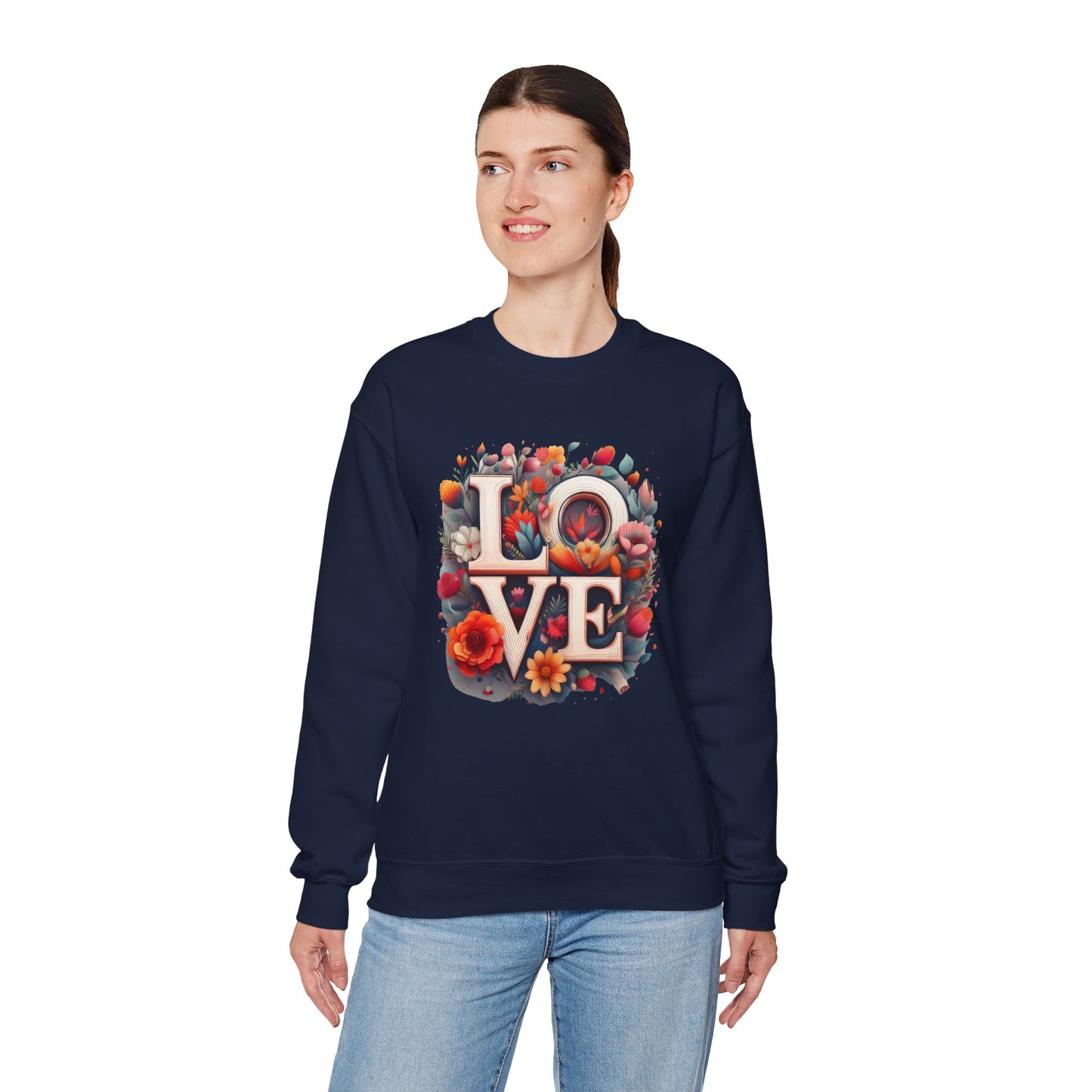 Floral Love Sweatshirt, Valentine's Day Sweatshirt, Love Flower Sweatshirt