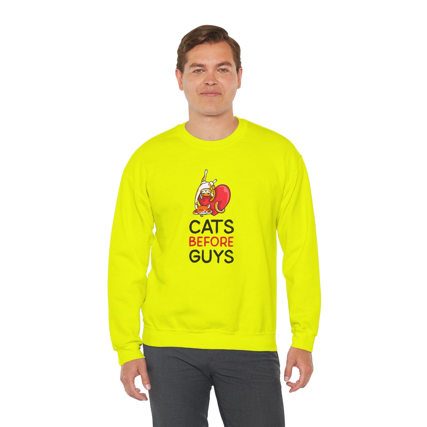 Cat Heart Sweatshirt Unisex Valentines Day 50 50 Cotton Poly Heavy Blend Crewneck Sweatshirt