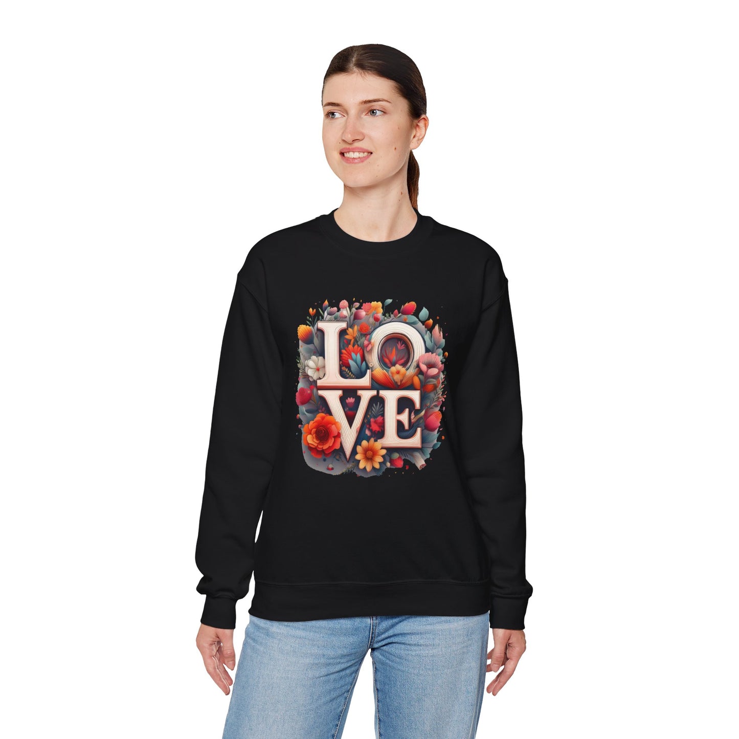 Floral Love Sweatshirt, Valentine's Day Sweatshirt, Love Flower Sweatshirt