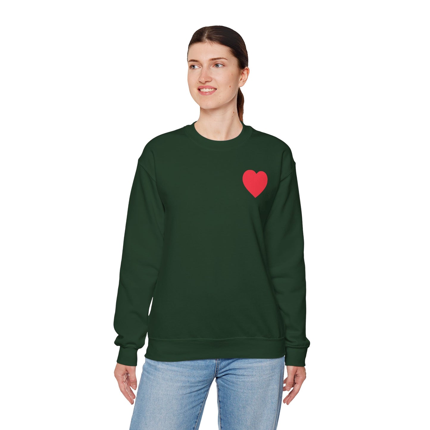 Small Red Heart Sweatshirt Unisex Love Design Gildan 18000 Heavy Blend Crewneck Valentines Day