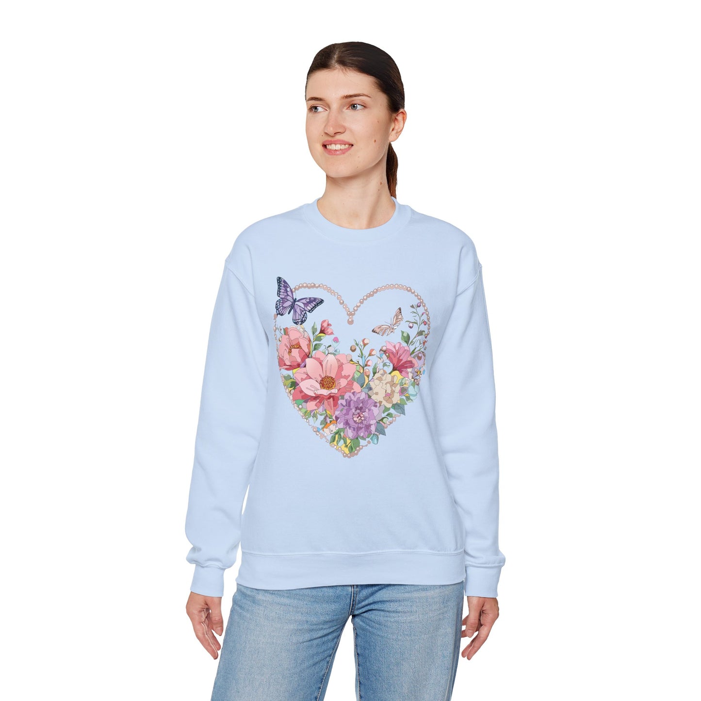 Floral Heart Sweatshirt, Floral Love Sweatshirt, Valentine's Day Sweatshirt, Heart Floral Sweatshirt