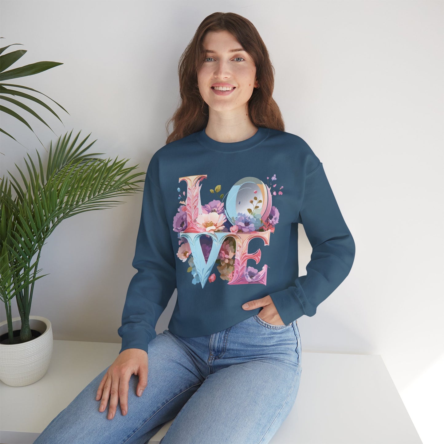 Floral Love Sweatshirt, Valentine's Day Sweatshirt, Love Flower Sweatshirt