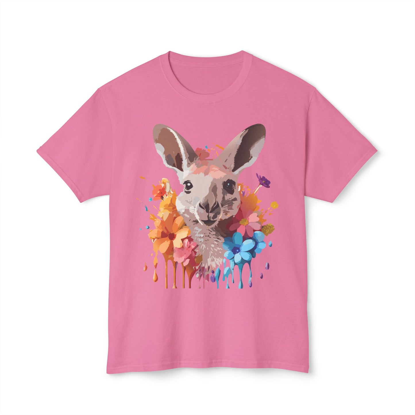 Kangaroo T-Shirt, Vintage Kangaroo Tee, Floral Tees, Kangaroo Art Design Shirt, Tee Shirt with Kangaroo 1